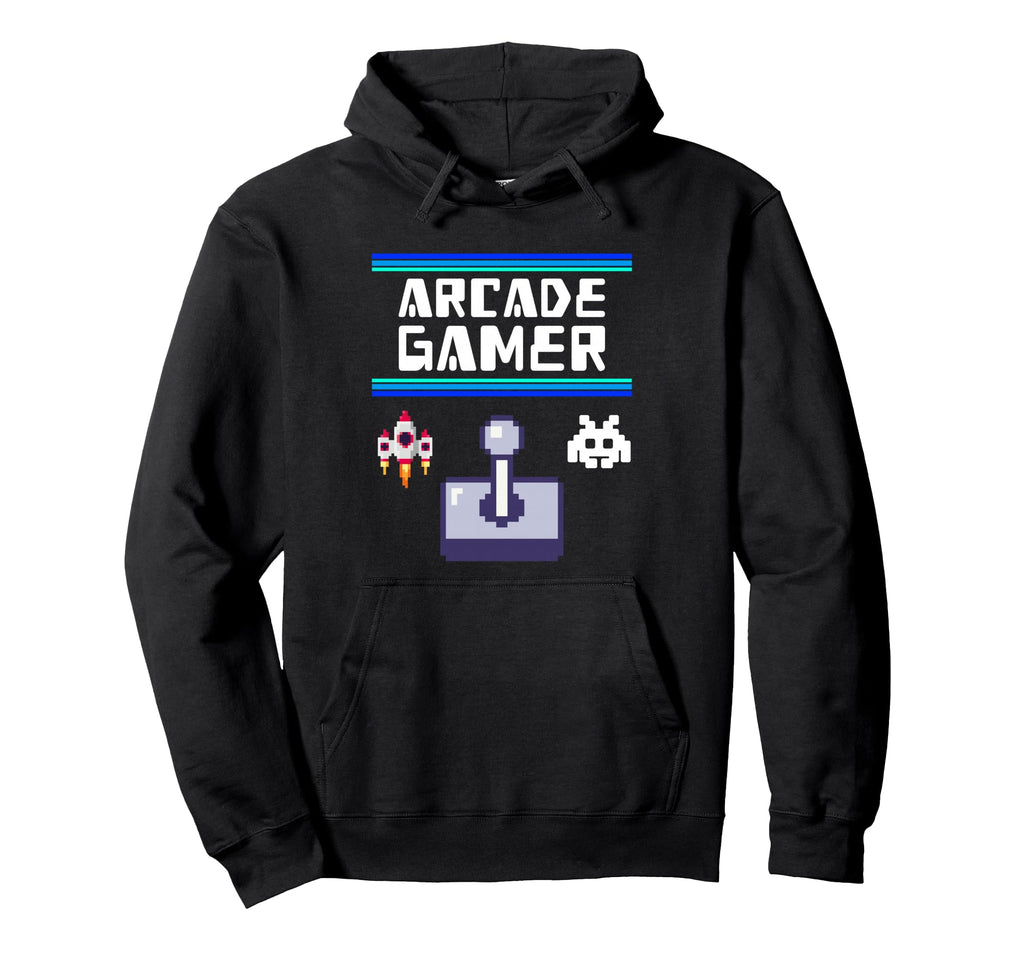 Arcade Gamer Gaming Pixel Space Invasion Hoodie - Unique Graphic Men Women - T-Shirt, Sweatshirt, Hoodie