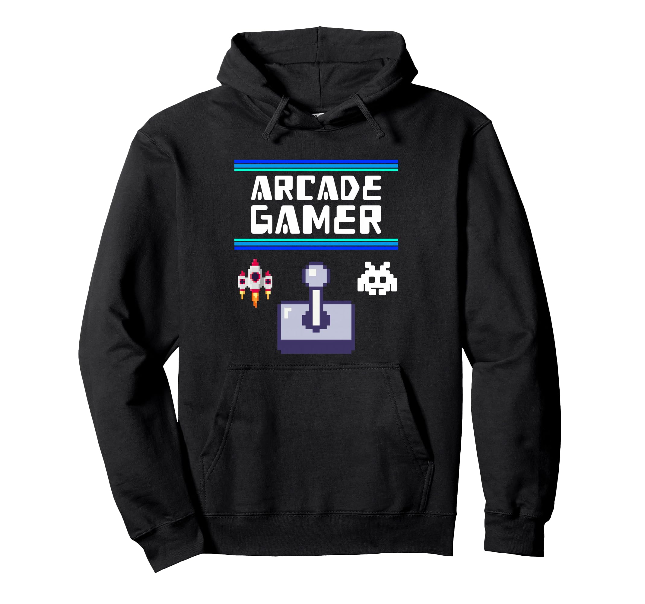 Arcade Gamer Gaming Pixel Space Invasion Hoodie - Unique Graphic Men Women - T-Shirt, Sweatshirt, Hoodie