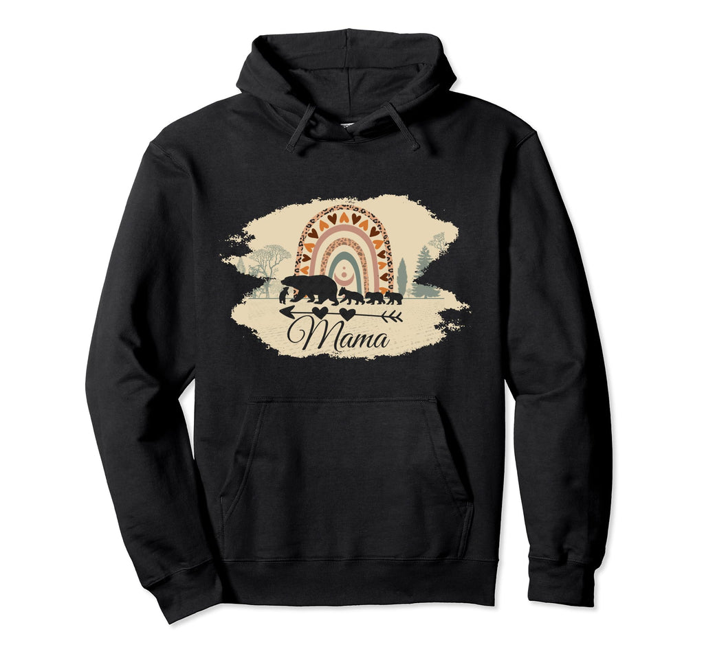 Mama Bear Four Cubs And Rainbow Boho Hoodie - Streetwear Style Unisex - T-Shirt, Sweatshirt, Hoodie