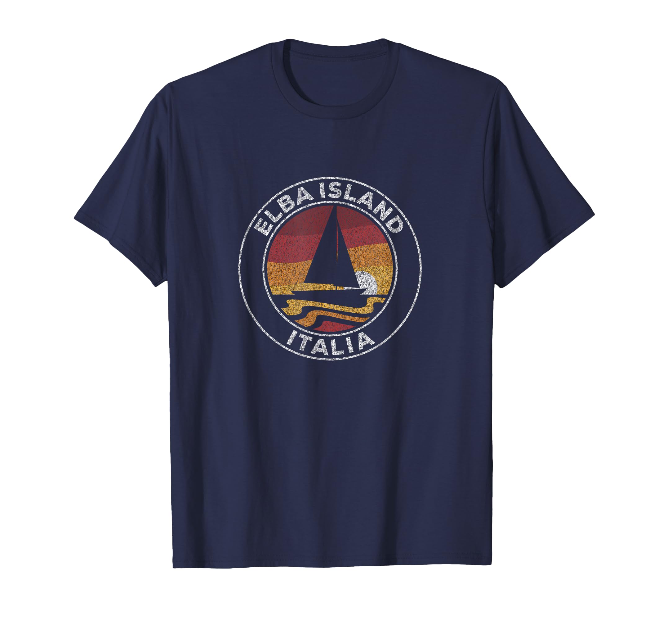 Elba Island Italy Sailboat 70S T-Shirt - Fun Novelty Design for Adults - T-Shirt, Sweatshirt, Hoodie