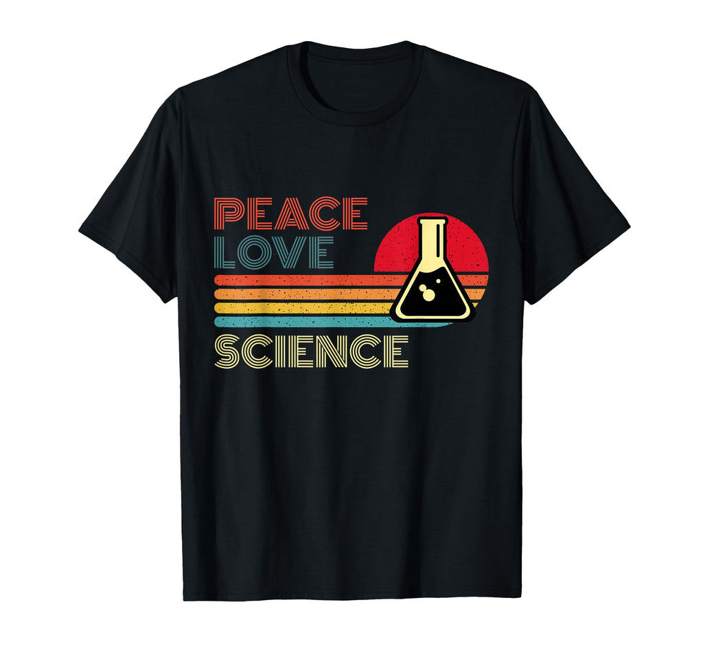 Peace Love Science Striped Sunset T-Shirt - Trendy Graphic for Adults - T-Shirt, Sweatshirt, Hoodie