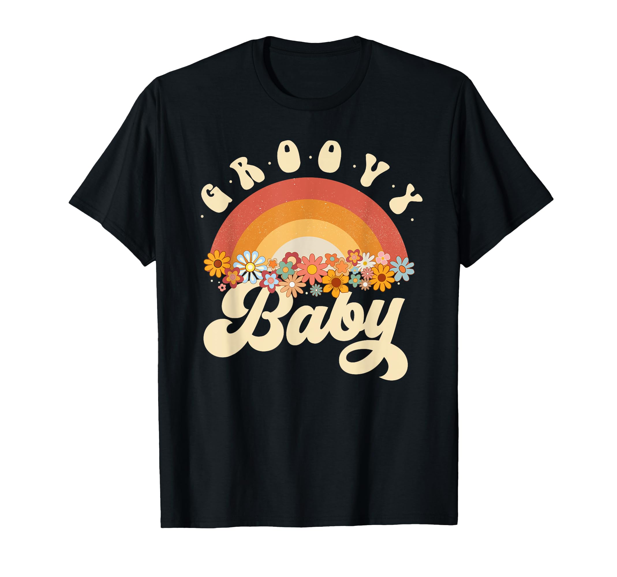 Groovy Rainbow Colorful Flowers T-Shirt - Fun Novelty Design for Adults - T-Shirt, Sweatshirt, Hoodie