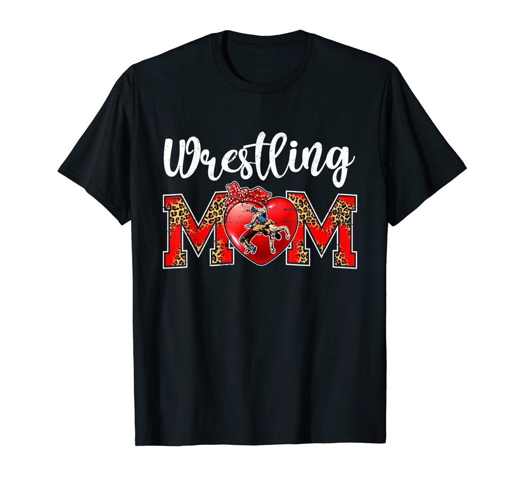 Wrestling Mom Leopard Game Day Mom Life T-Shirt - Graphic Print Unisex - T-Shirt, Sweatshirt, Hoodie