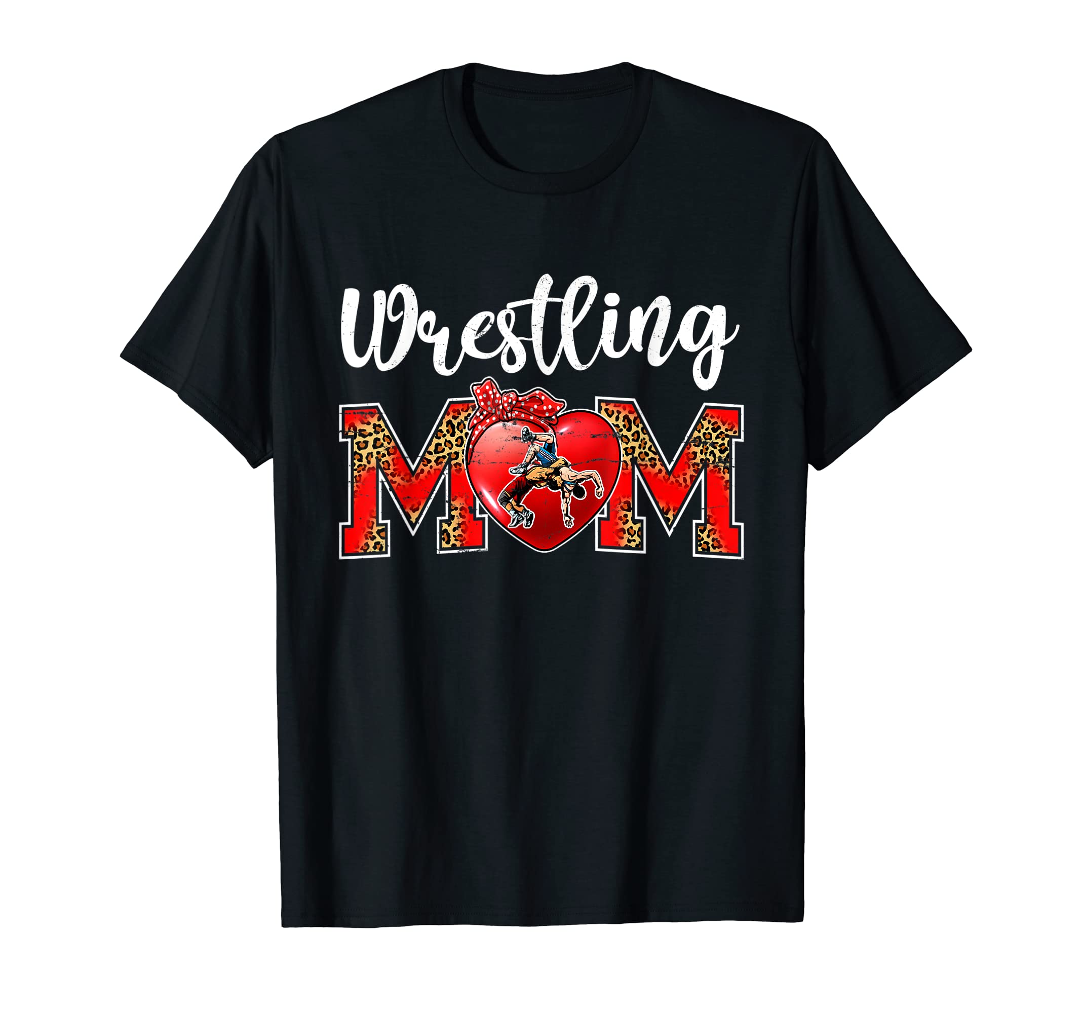 Wrestling Mom Leopard Game Day Mom Life T-Shirt - Graphic Print Unisex - T-Shirt, Sweatshirt, Hoodie
