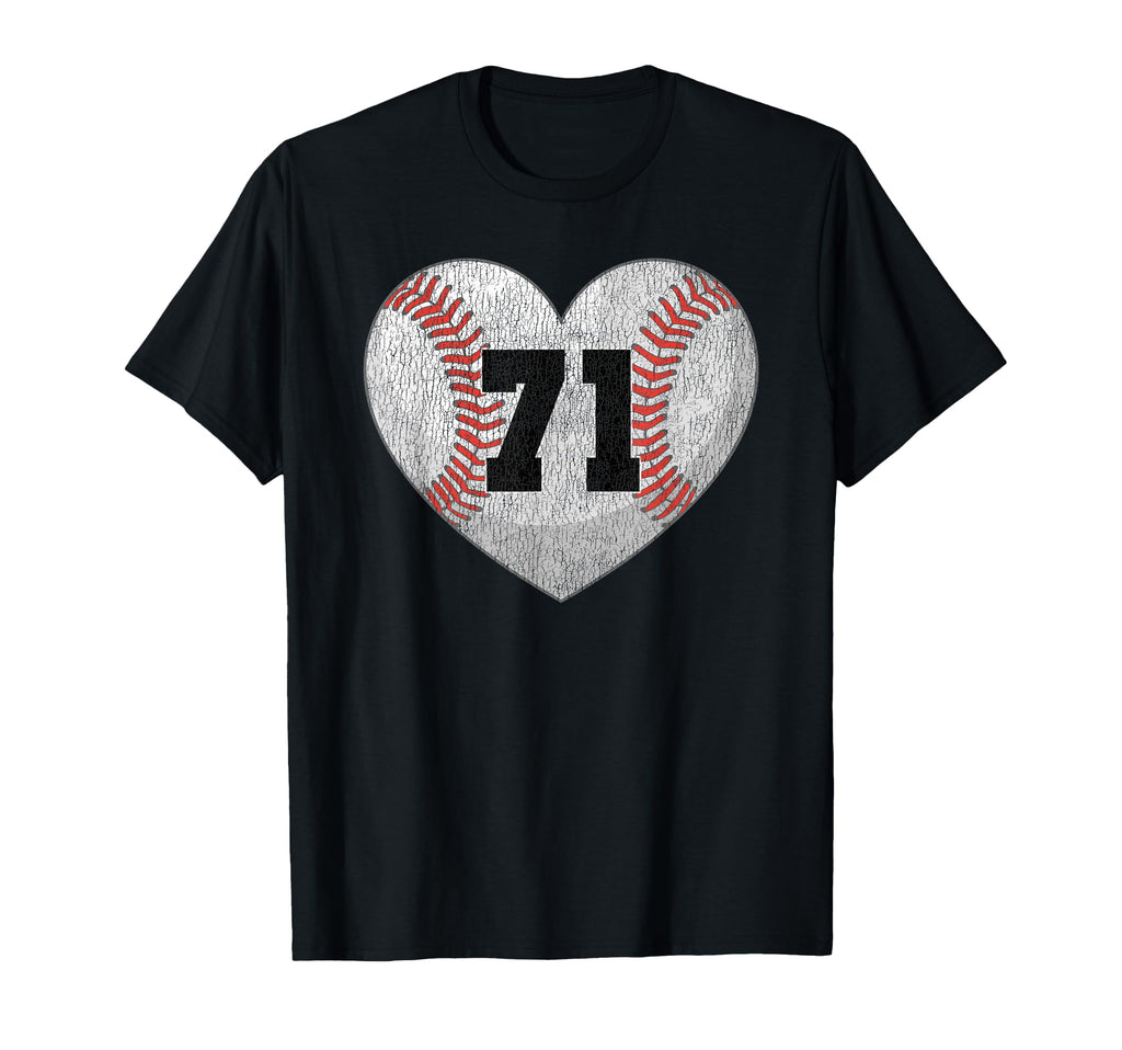 Baseball Number 71 Distressed Heart T-Shirt - Aesthetic Graphic for Adults - T-Shirt, Sweatshirt, Hoodie