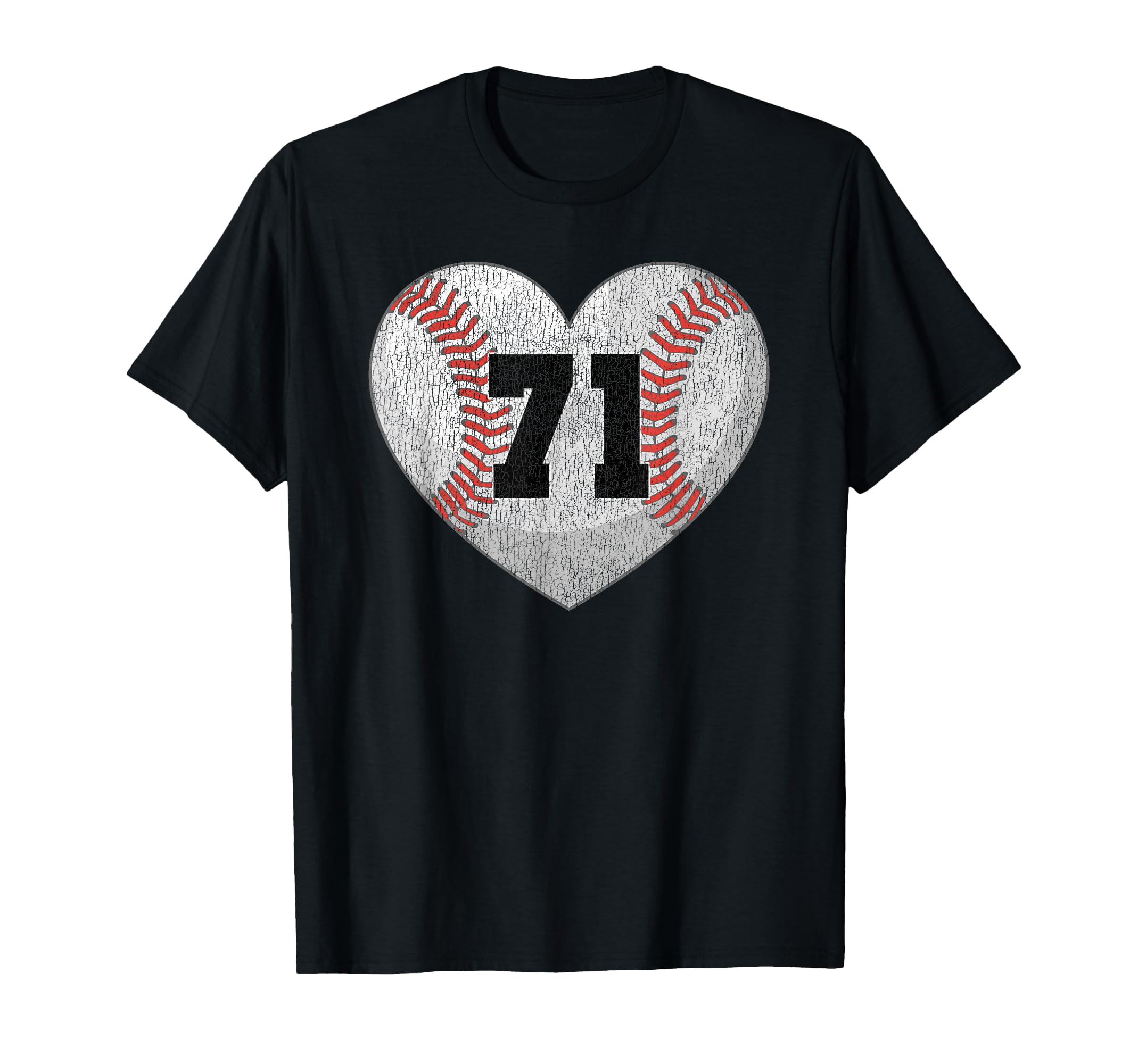 Baseball Number 71 Distressed Heart T-Shirt - Aesthetic Graphic for Adults - T-Shirt, Sweatshirt, Hoodie