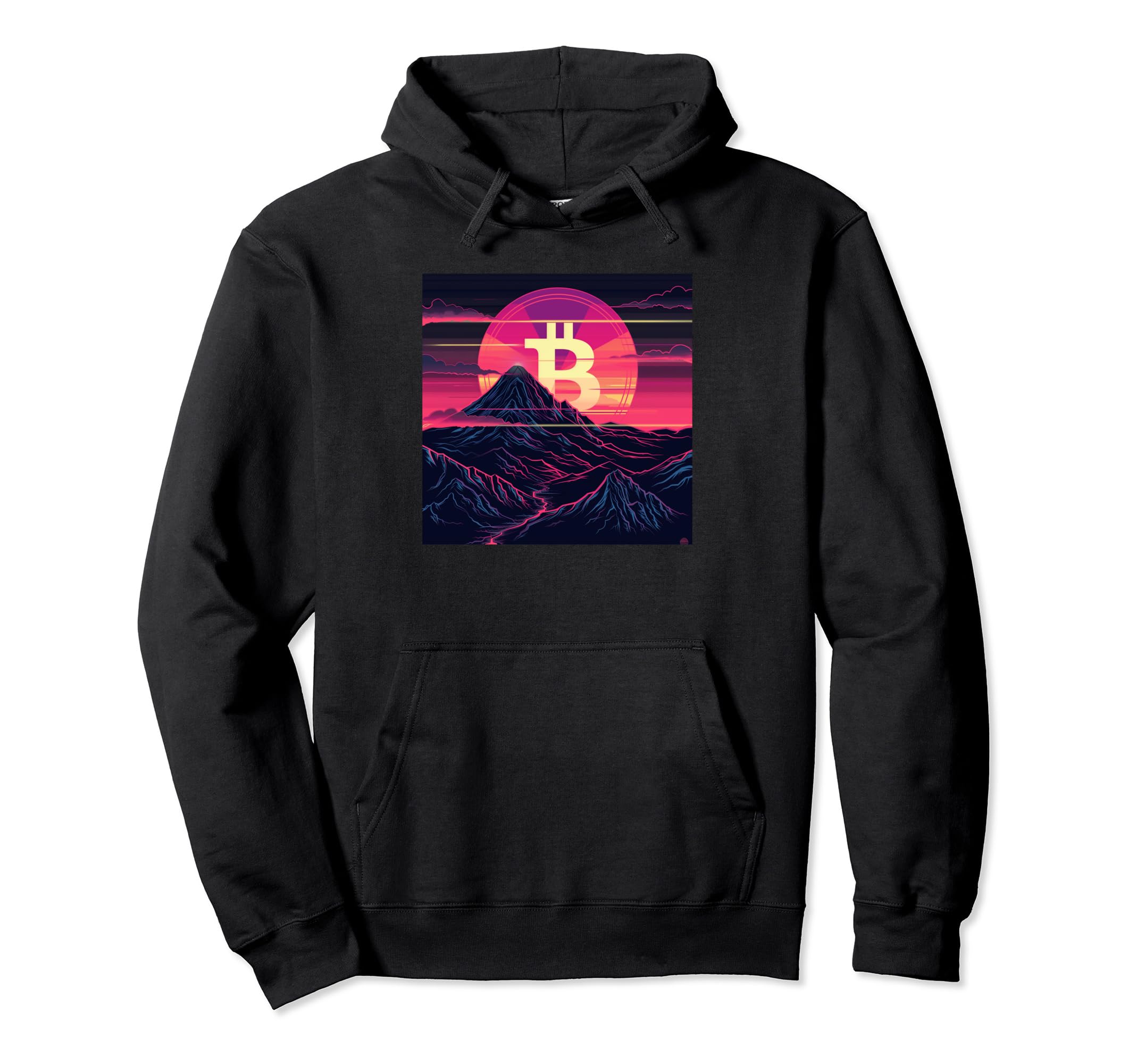 Bitcoin Vaporwave Aesthetic 80S Hoodie - Fun Novelty Design Men Women - T-Shirt, Sweatshirt, Hoodie