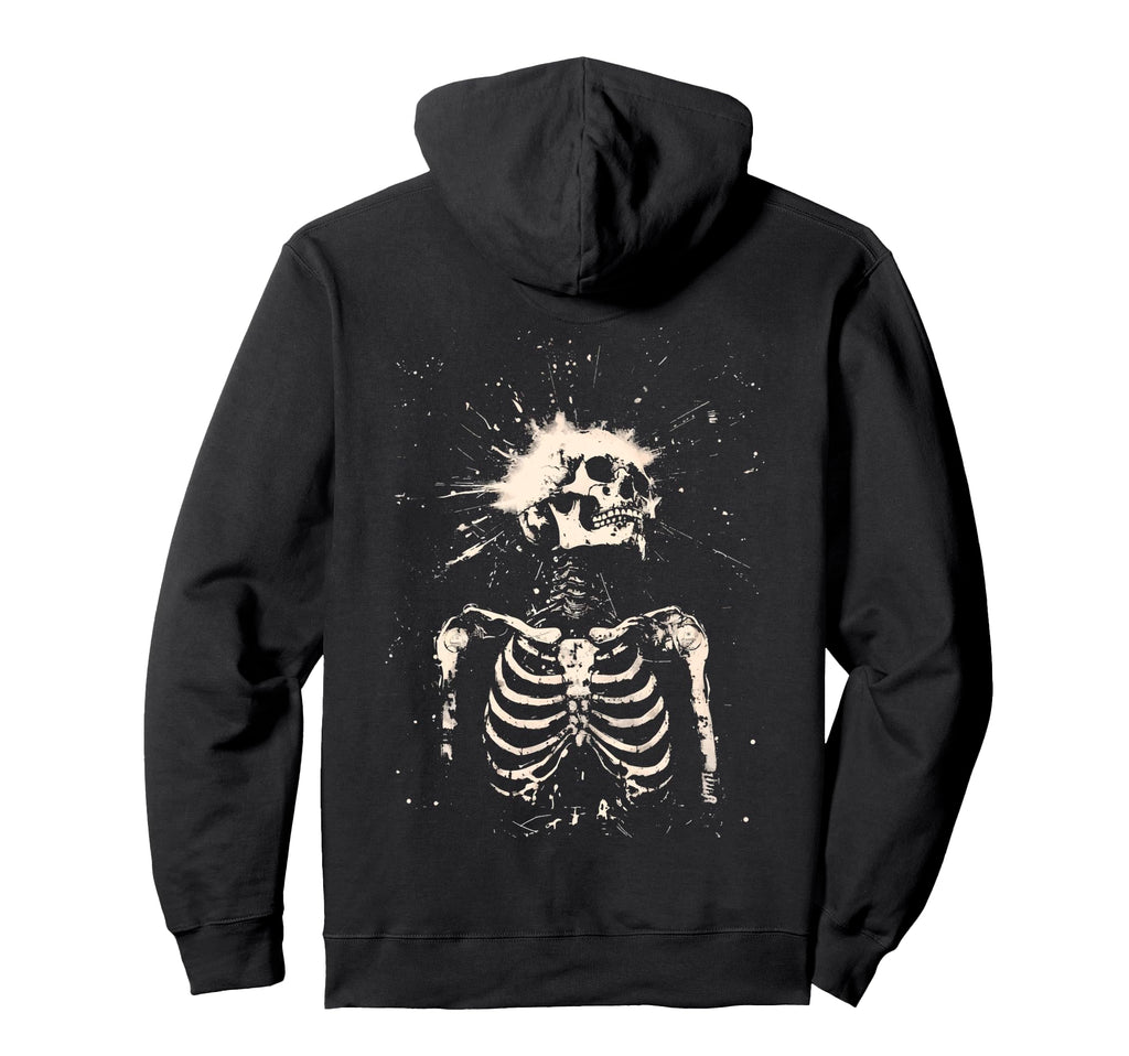 Goth Grunge Skeleton Skull Y2K Gothic Hoodie - Minimalist Print for Adults - T-Shirt, Sweatshirt, Hoodie