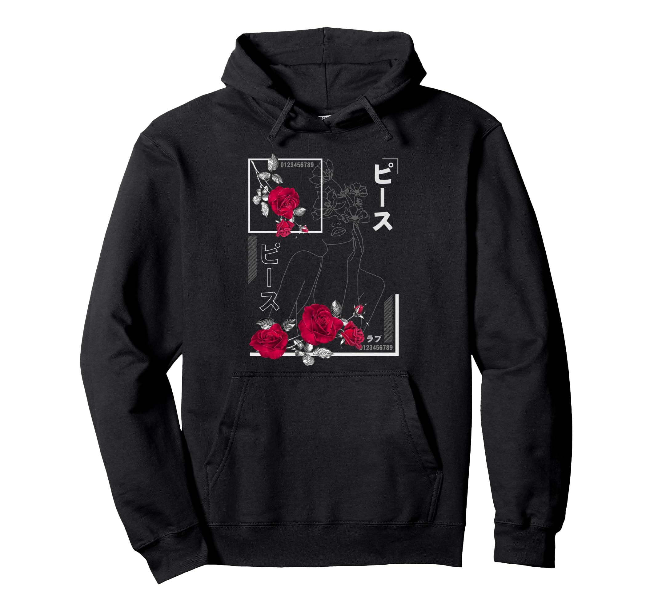 Japan Minimalist Rose Japanese Hoodie - Aesthetic Graphic Men Women - T-Shirt, Sweatshirt, Hoodie