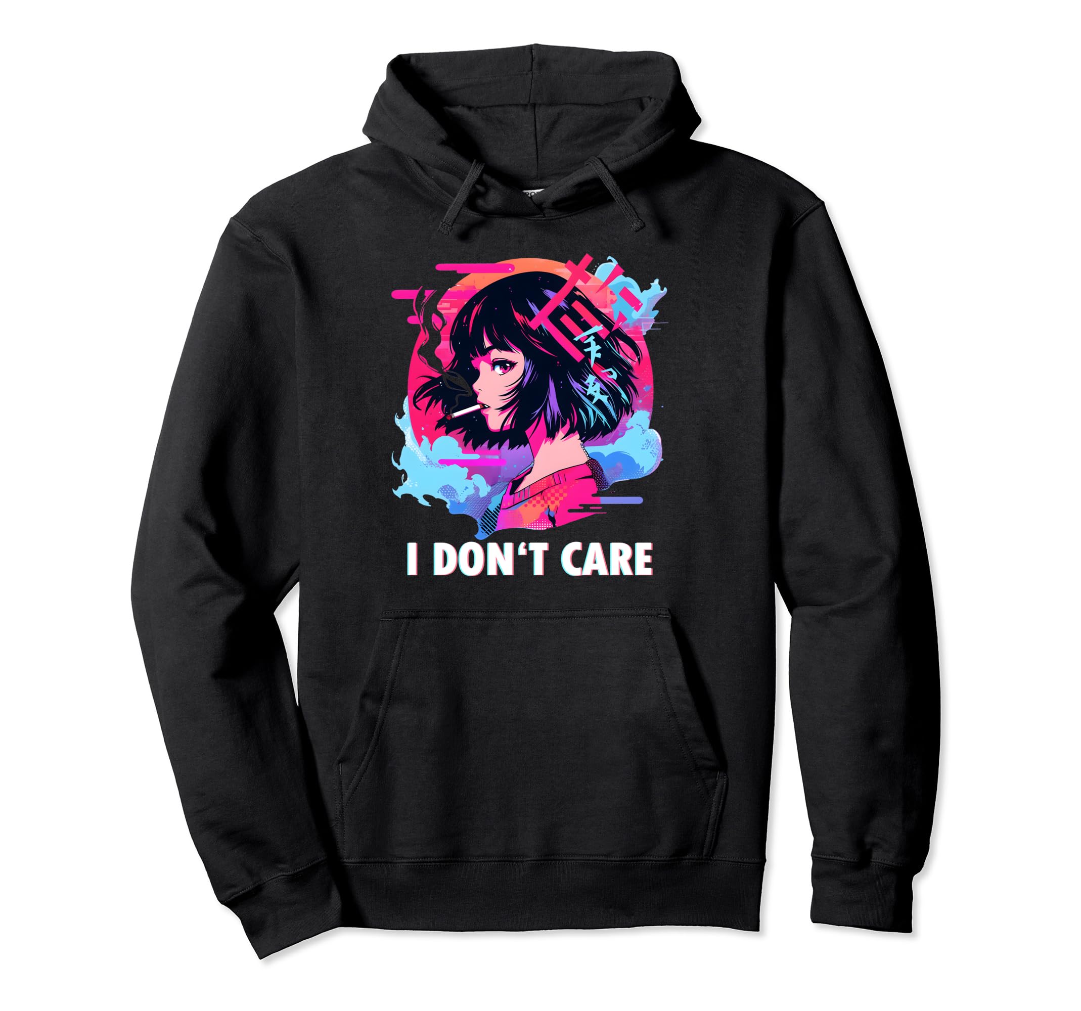 Aesthetic Vaporwave I Dont Care Hoodie - Casual Everyday Wear Unisex - T-Shirt, Sweatshirt, Hoodie