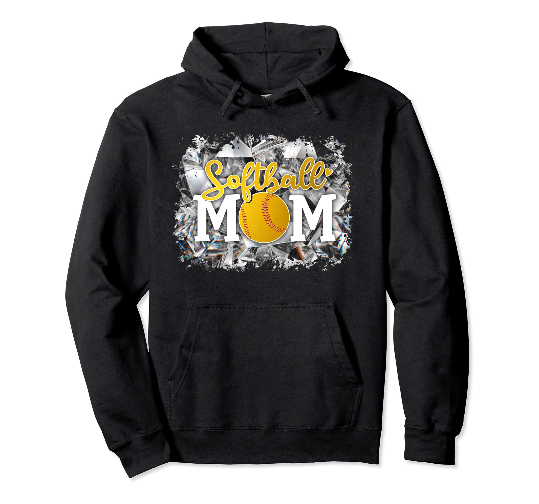 Softball Mom Gold Baseball Diamond Hoodie - Streetwear Style for Adults - T-Shirt, Sweatshirt, Hoodie
