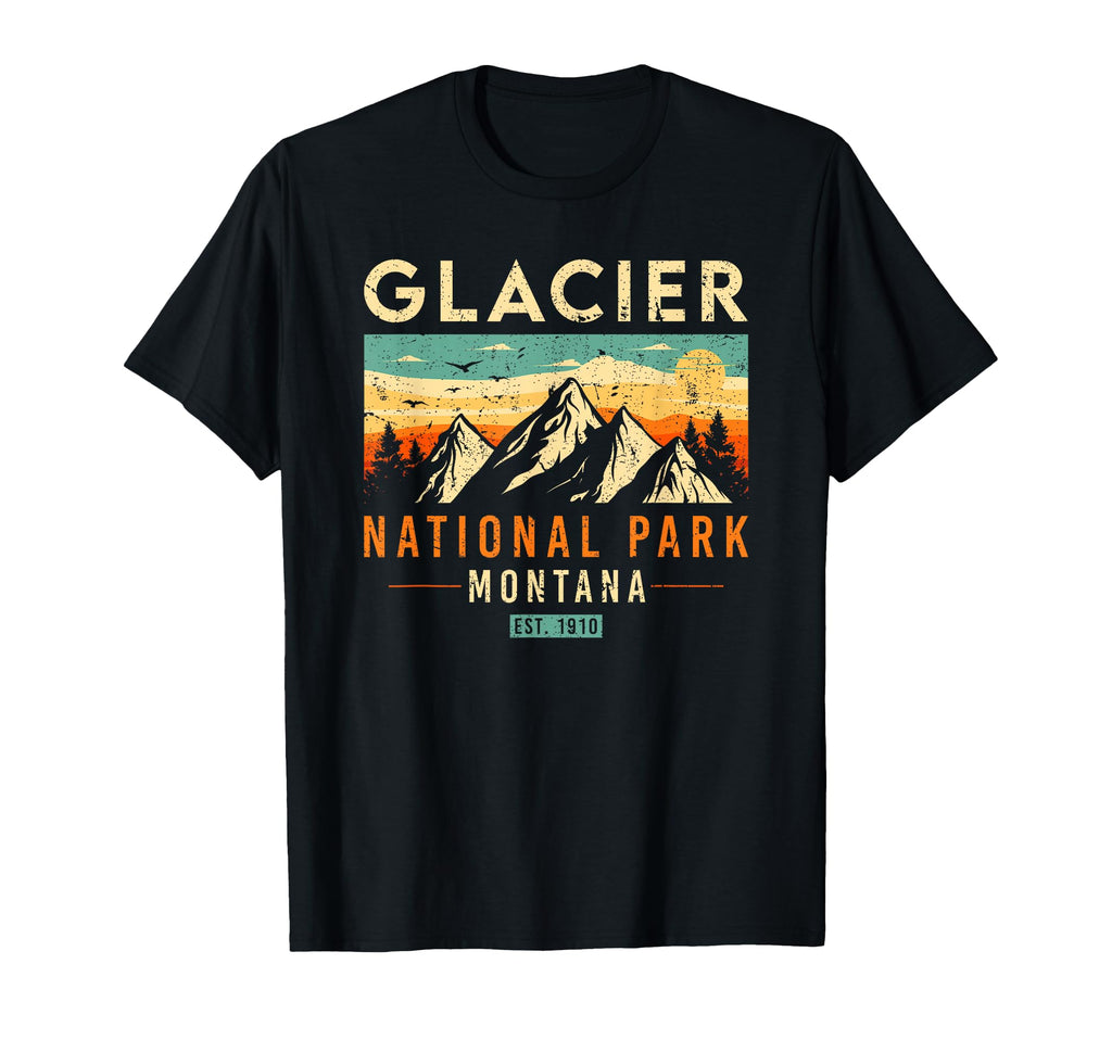 Glacier Est 1910 Montana National Park T-Shirt - Unique Graphic Men Women - T-Shirt, Sweatshirt, Hoodie