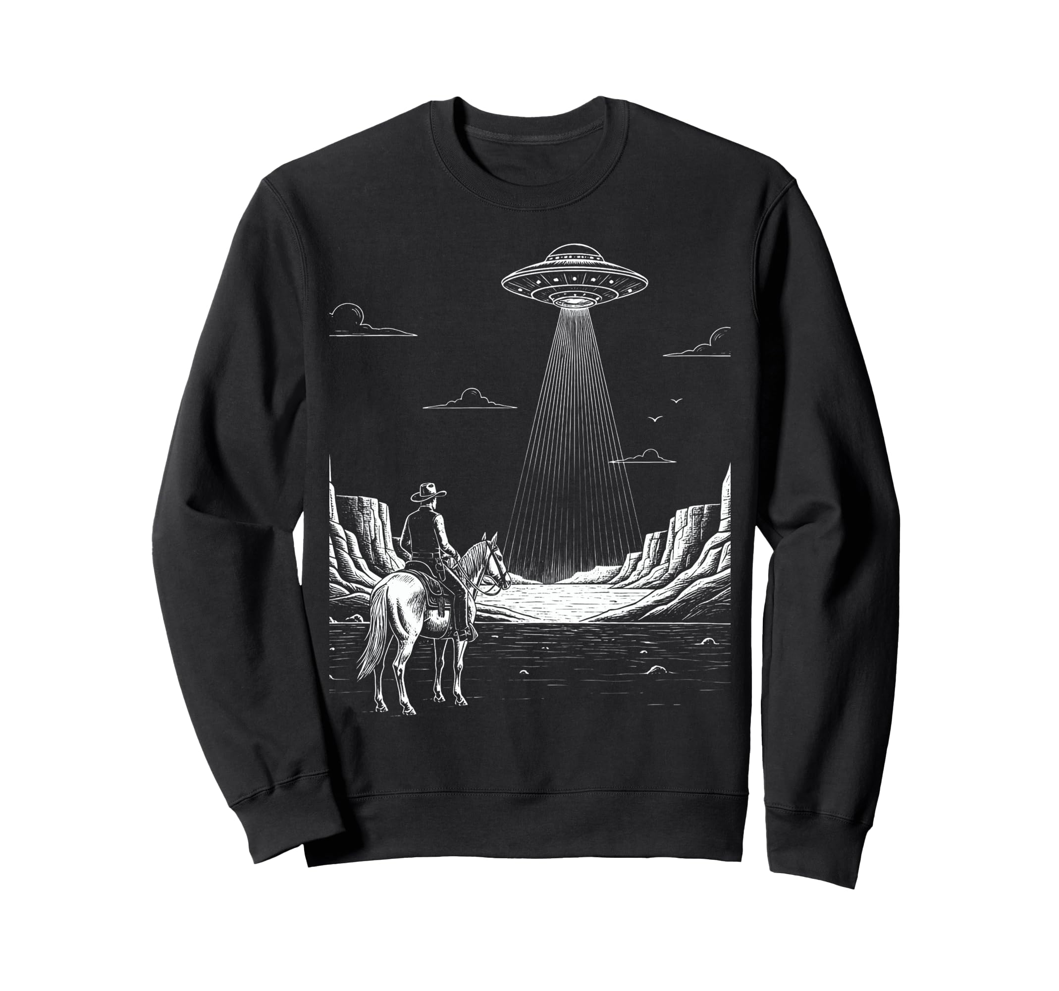 Cowboy Ufo Encounter Western Desert Sweatshirt - Trendy Graphic for Adults - T-Shirt, Sweatshirt, Hoodie