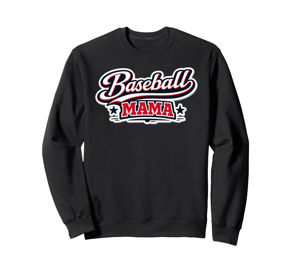 Baseball Mama Script Red White Sweatshirt - Aesthetic Graphic Men Women - T-Shirt, Sweatshirt, Hoodie