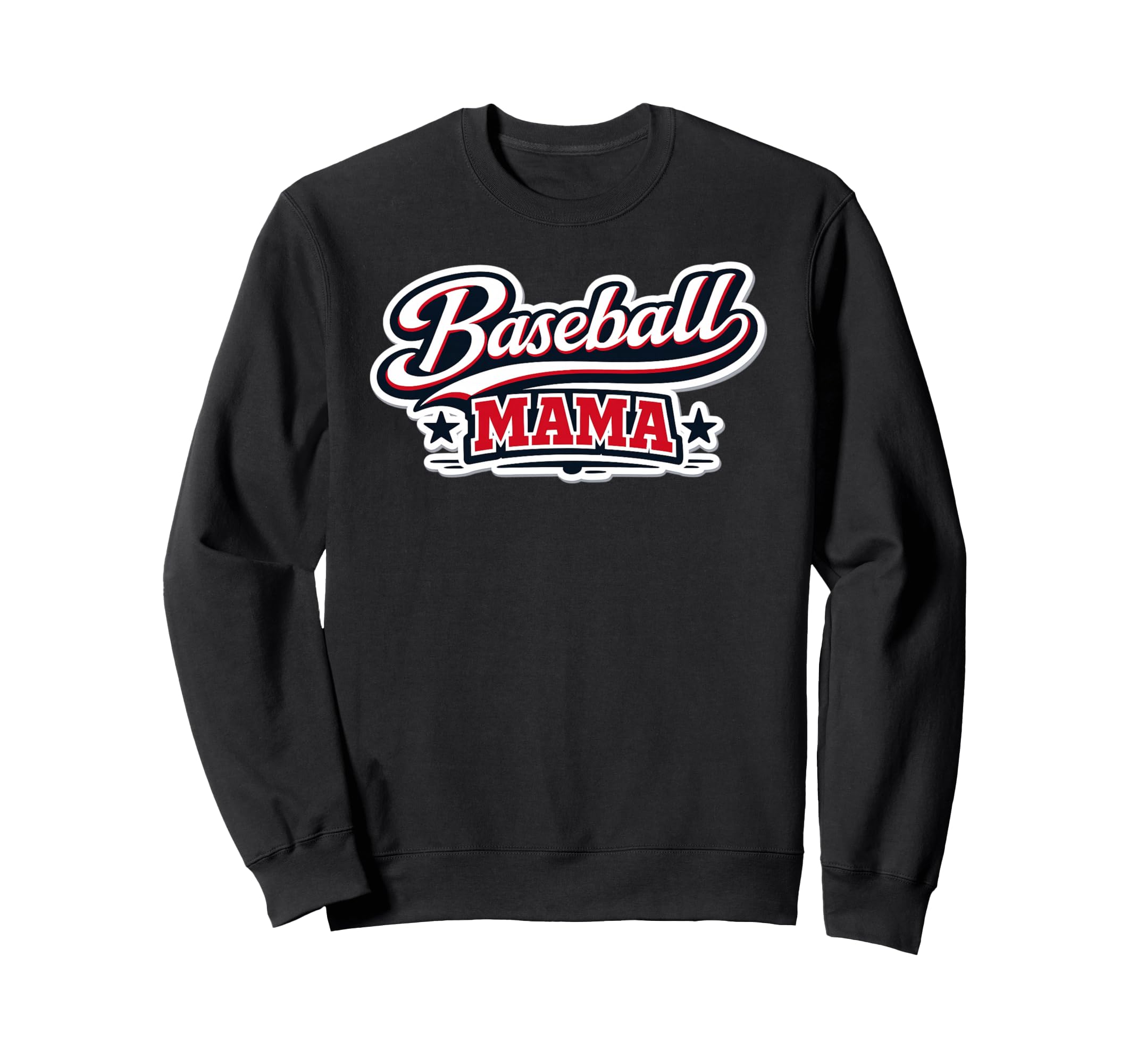 Baseball Mama Script Red White Sweatshirt - Aesthetic Graphic Men Women - T-Shirt, Sweatshirt, Hoodie