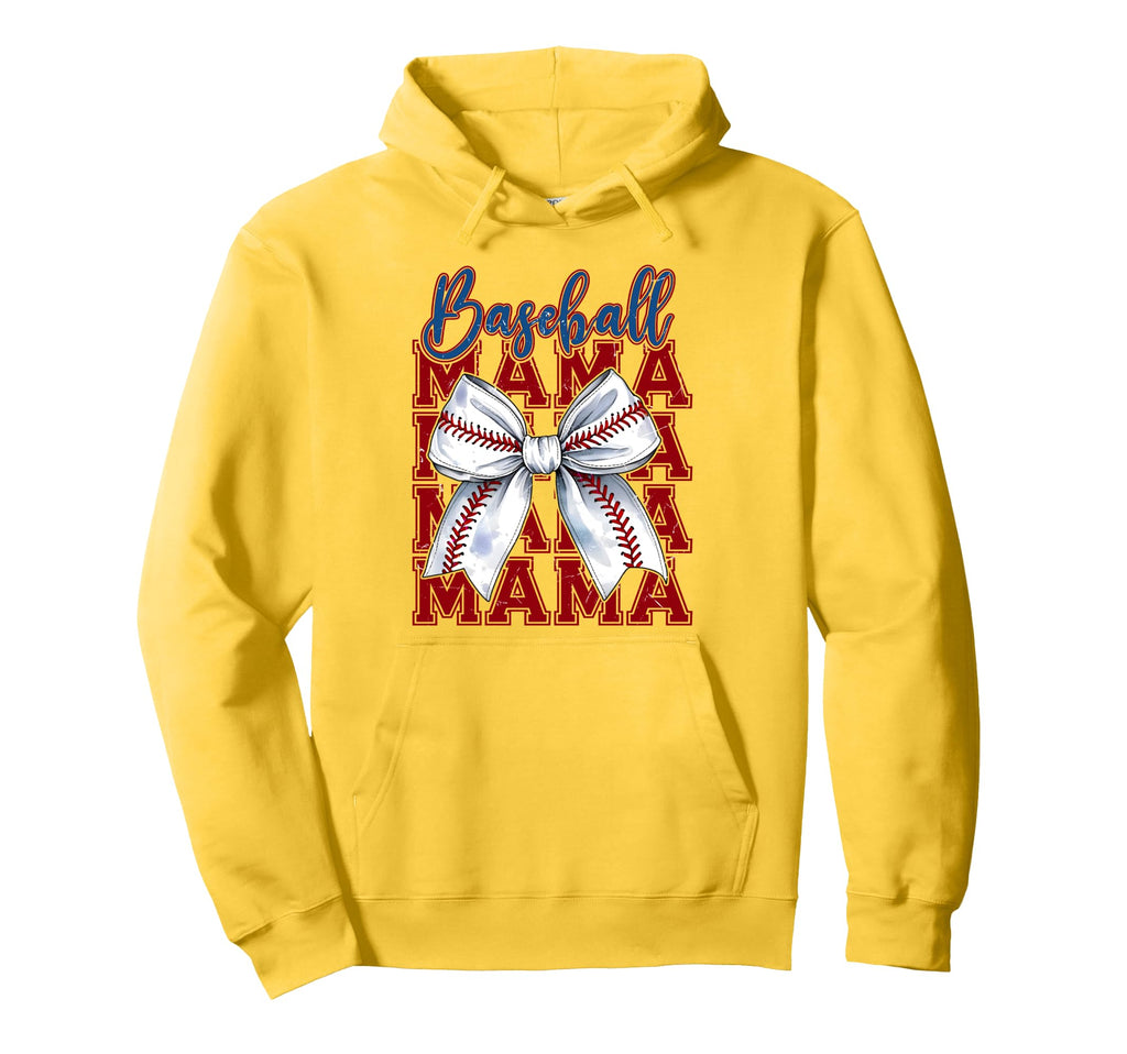 Baseball Mama Coquette Bow Mothers Day Hoodie - Custom Art Print Men Women - T-Shirt, Sweatshirt, Hoodie