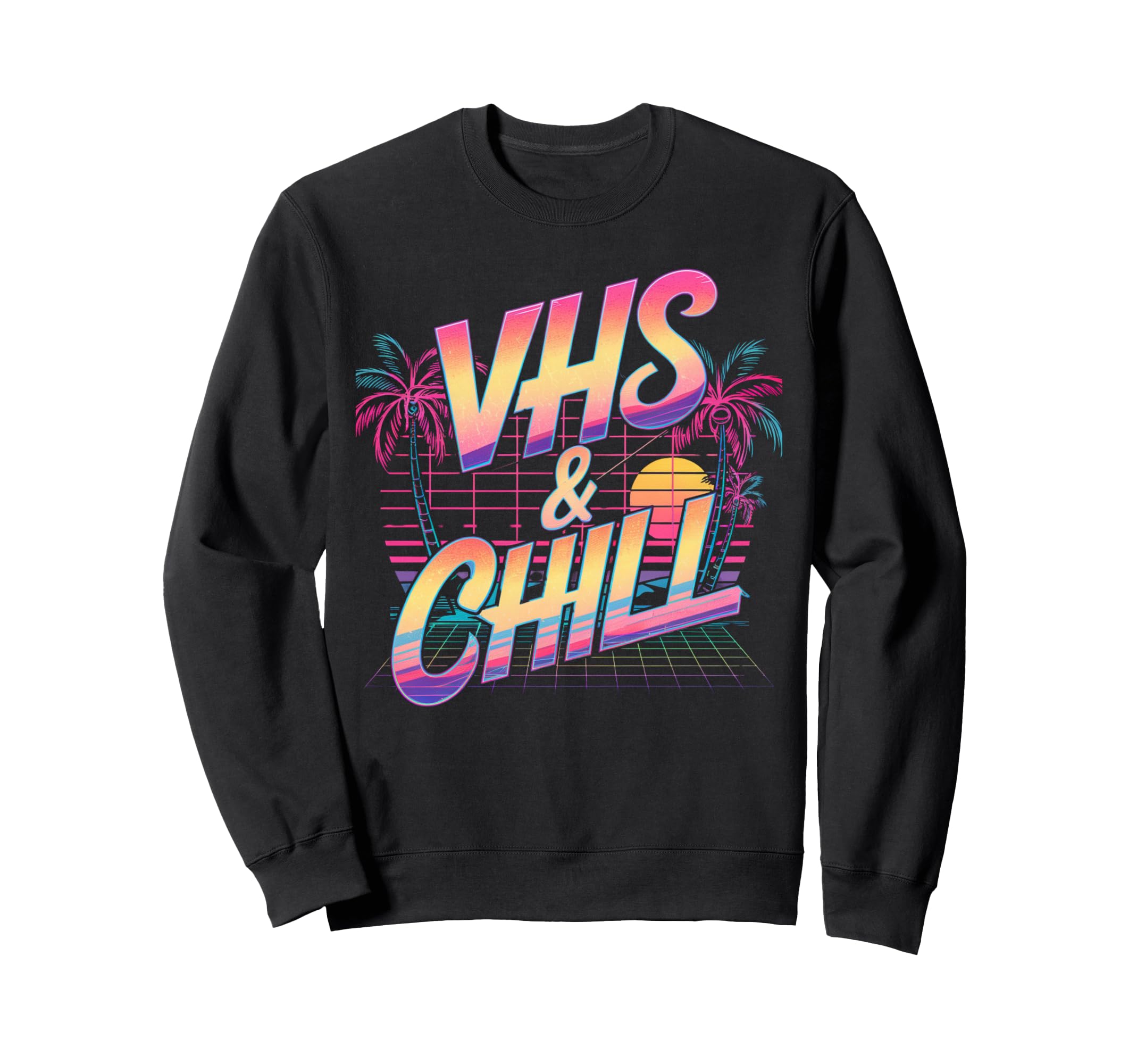 Vhs And Chill 80S Aesthetic 80S Sweatshirt - Minimalist Print for Adults - T-Shirt, Sweatshirt, Hoodie