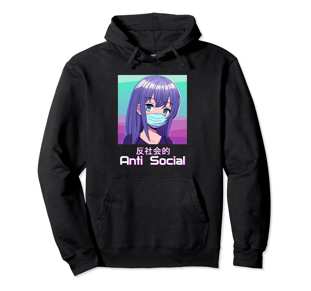 Anti Social Anime Japanese Vaporwave Hoodie - Streetwear Style for Adults - T-Shirt, Sweatshirt, Hoodie