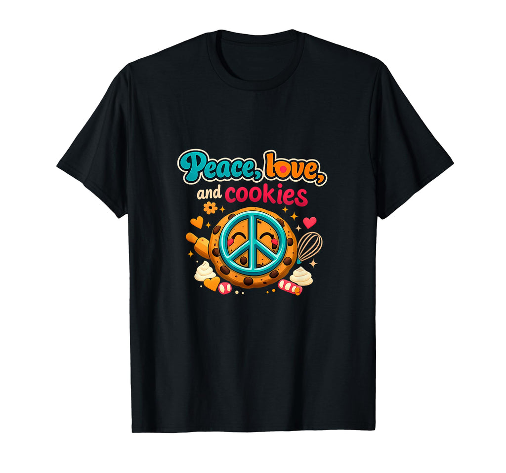 Peace Love And Cookies 70S Cookie T-Shirt - Graphic Print for Adults - T-Shirt, Sweatshirt, Hoodie