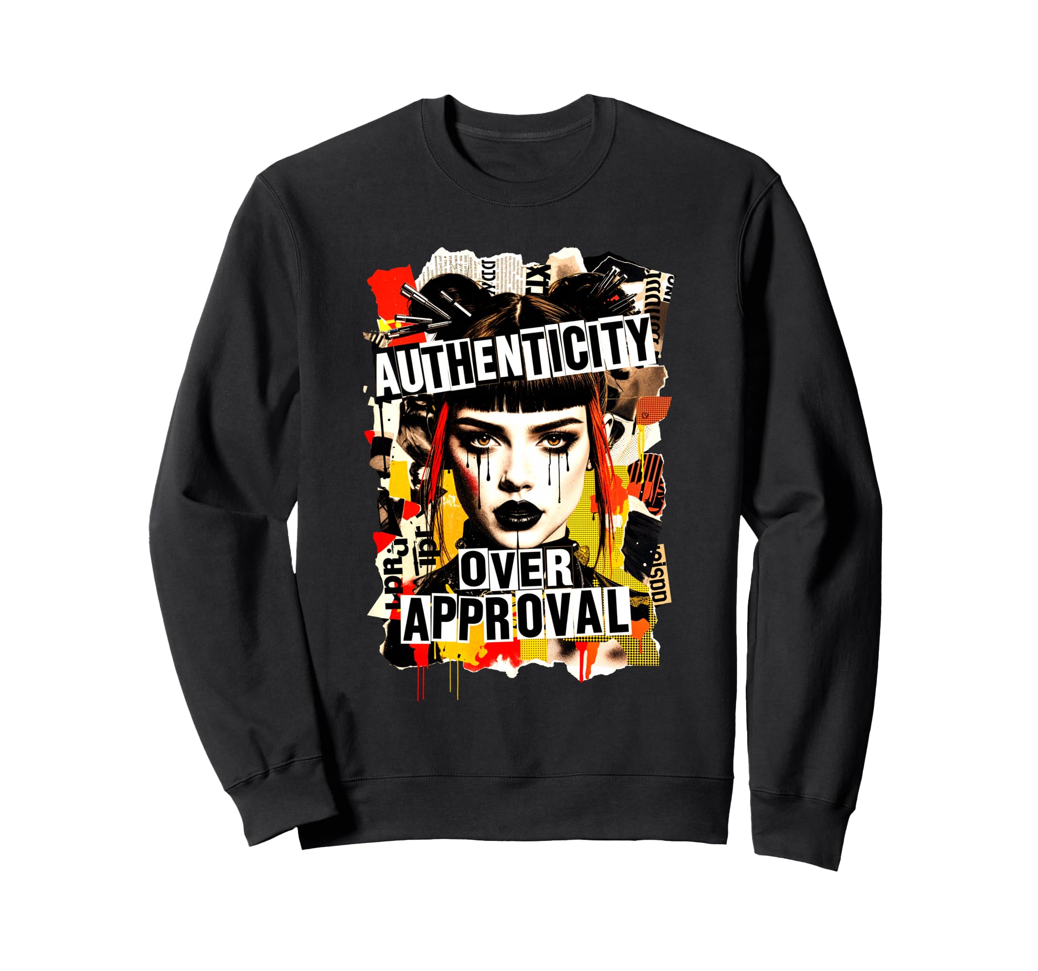90S Grunge Punk Collage Aesthetic Sweatshirt - Minimalist Print for Adults - T-Shirt, Sweatshirt, Hoodie