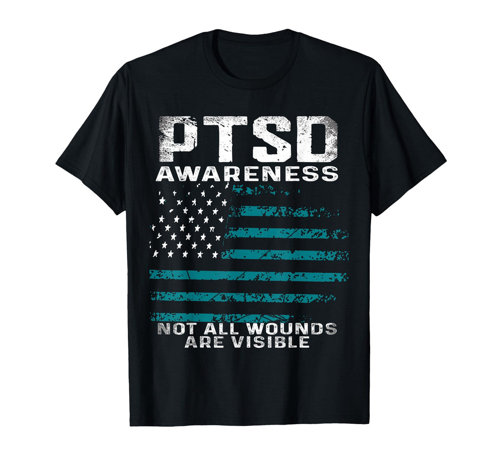 Usa Flag Not All Wounds Are Visible Ptsd T-Shirt - Graphic Print Men Women - T-Shirt, Sweatshirt, Hoodie
