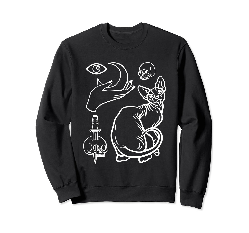 Sphynx Cat Occult Esoteric Y2K Sweatshirt - Minimalist Print Unisex - T-Shirt, Sweatshirt, Hoodie