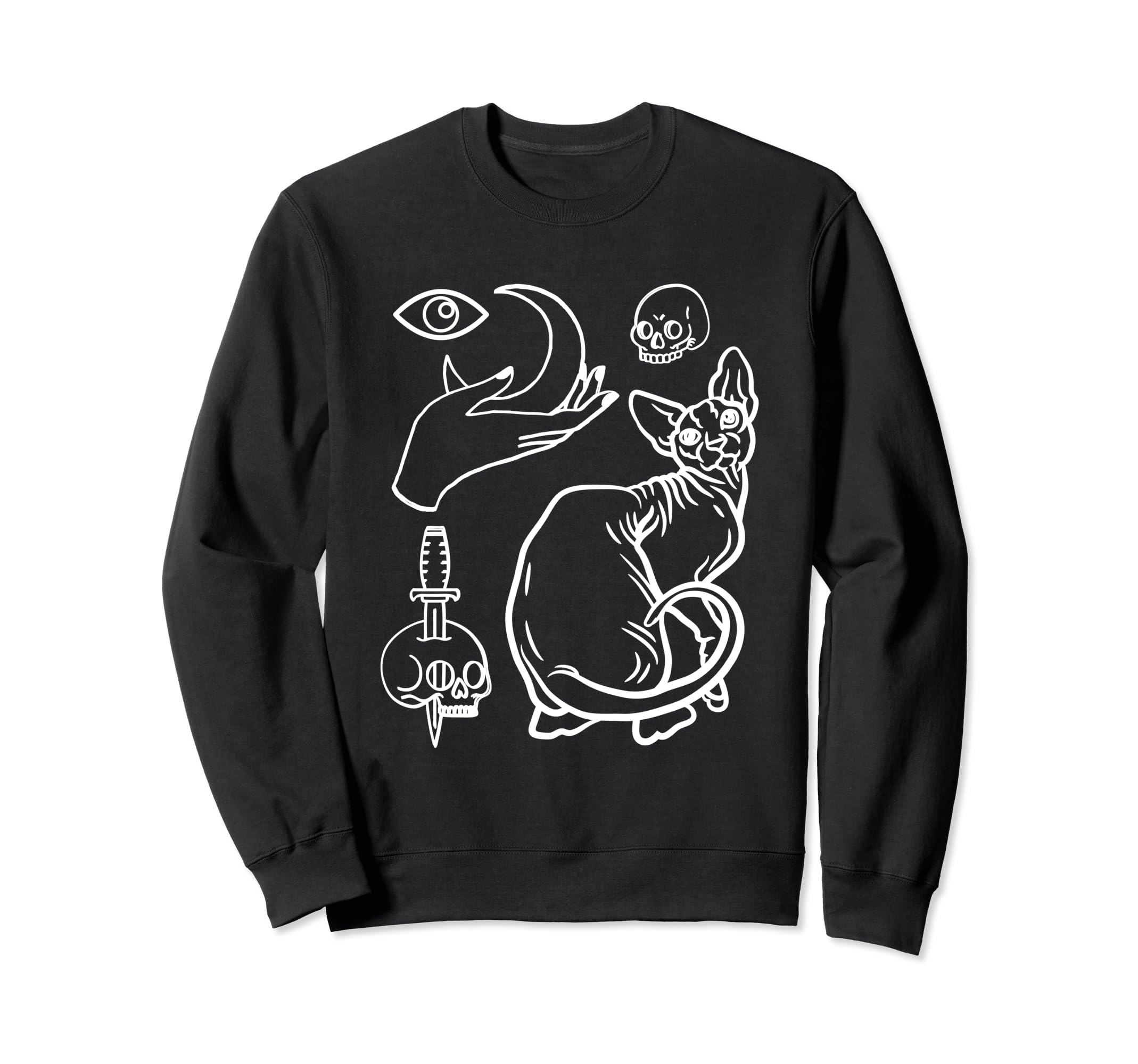 Sphynx Cat Occult Esoteric Y2K Sweatshirt - Minimalist Print Unisex - T-Shirt, Sweatshirt, Hoodie