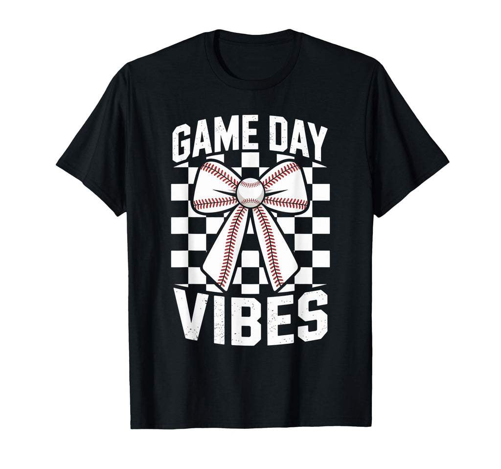 Game Day Vibes Coquette Bow Baseball T-Shirt - Minimalist Print Unisex - T-Shirt, Sweatshirt, Hoodie