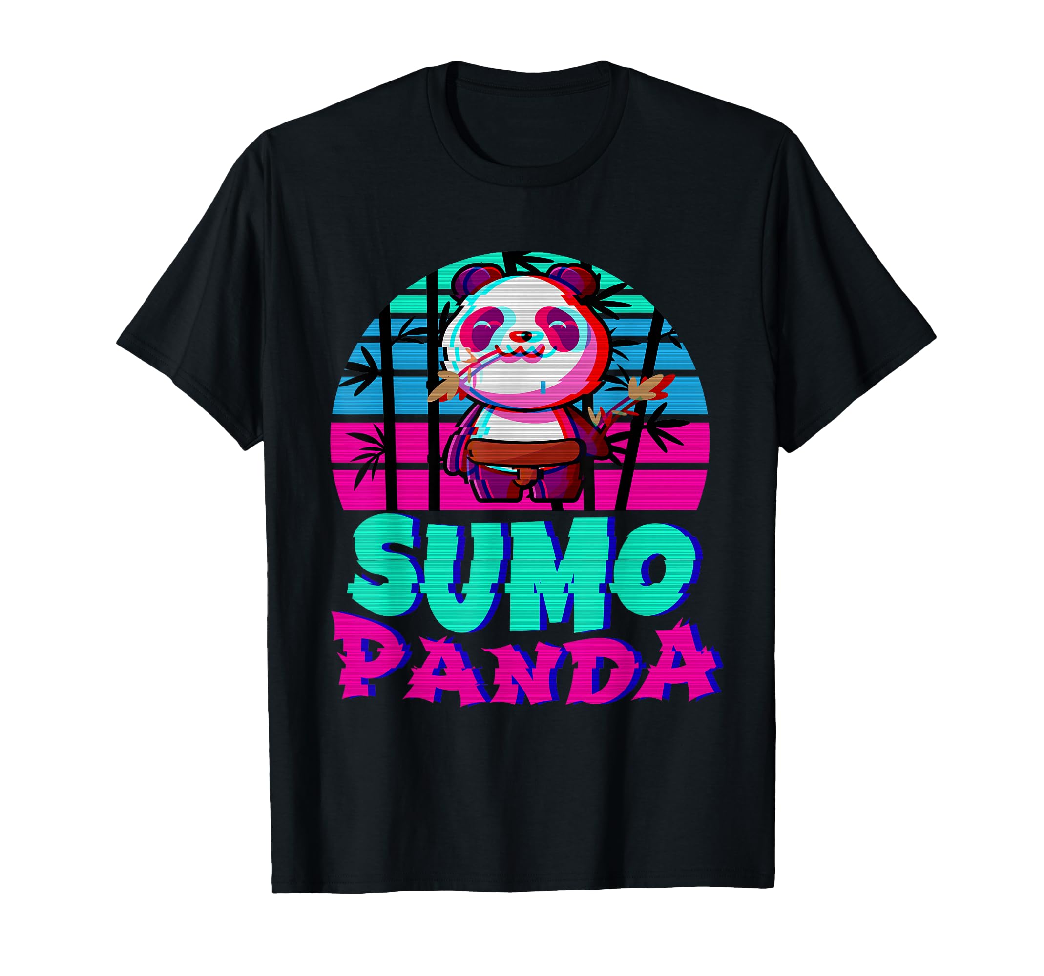 Sumo Panda Wrestler Vaporwave T-Shirt - Casual Everyday Wear Unisex - T-Shirt, Sweatshirt, Hoodie