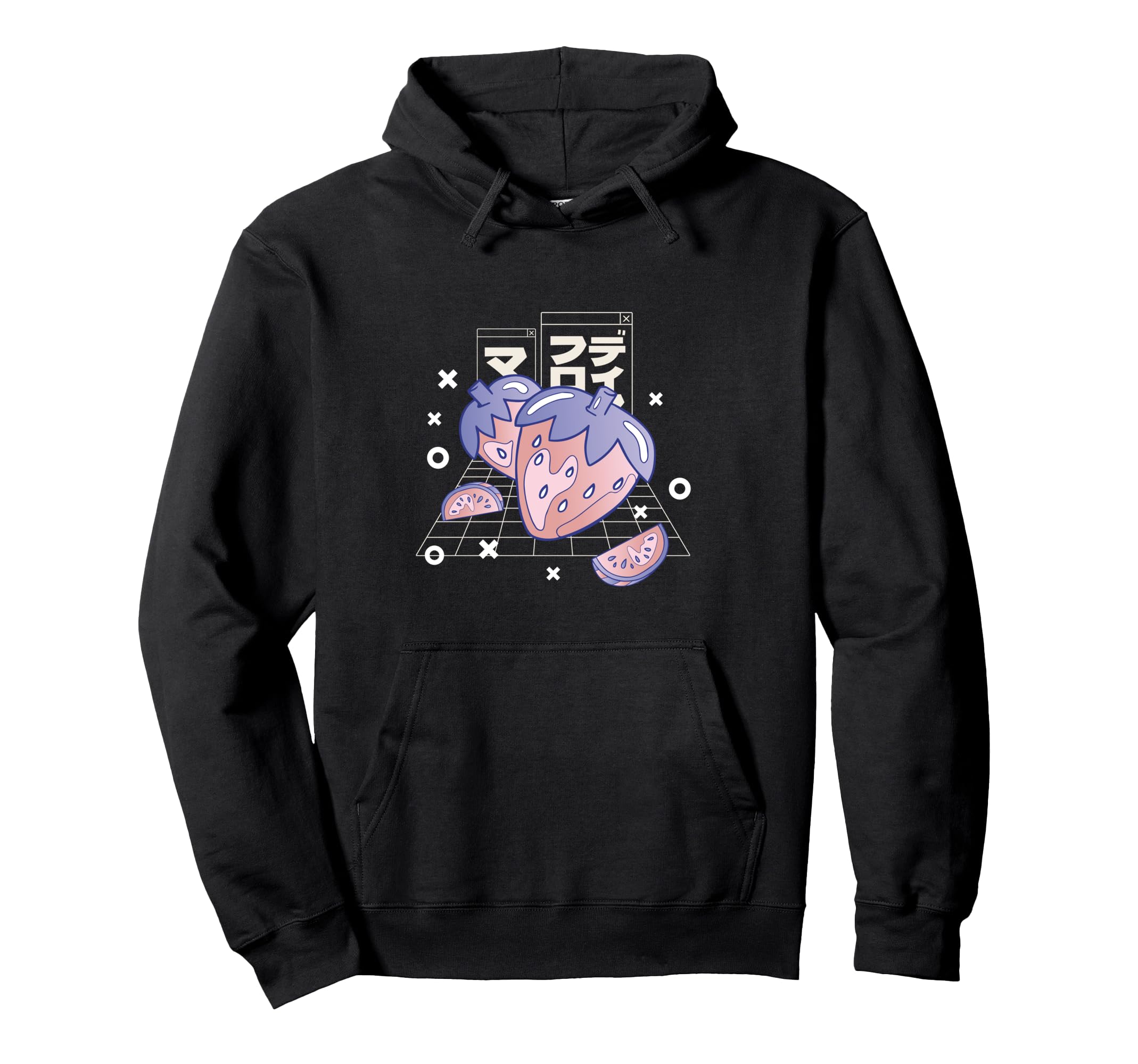 Strawberry Japanese Letters Vaporwave Hoodie - Aesthetic Graphic Unisex - T-Shirt, Sweatshirt, Hoodie