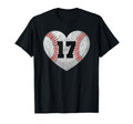 Baseball Number 17 Distressed Heart T-Shirt - Novelty Apparel Unisex - T-Shirt, Sweatshirt, Hoodie
