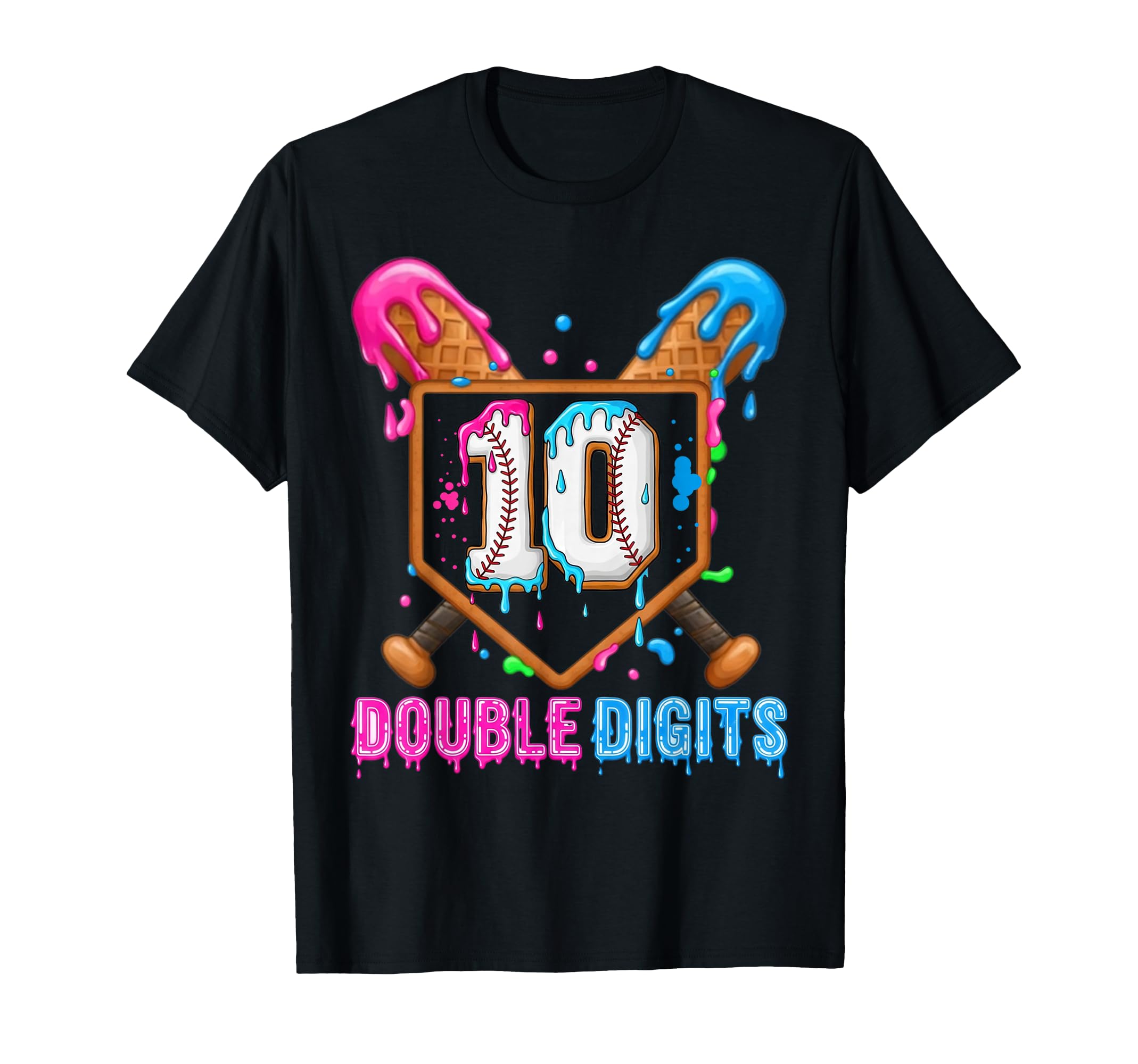 Baseball Drip 10Th Birthday Double T-Shirt - Streetwear Style for Adults - T-Shirt, Sweatshirt, Hoodie