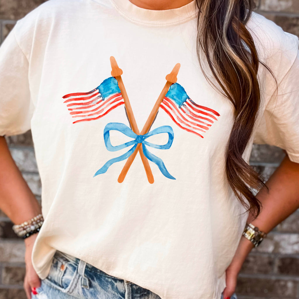 Coquette American Flag July 4th Graphic Comfort Color - Adult & Kids T-Shirts, Sweatshirts & Hoodies apparel design preview 1