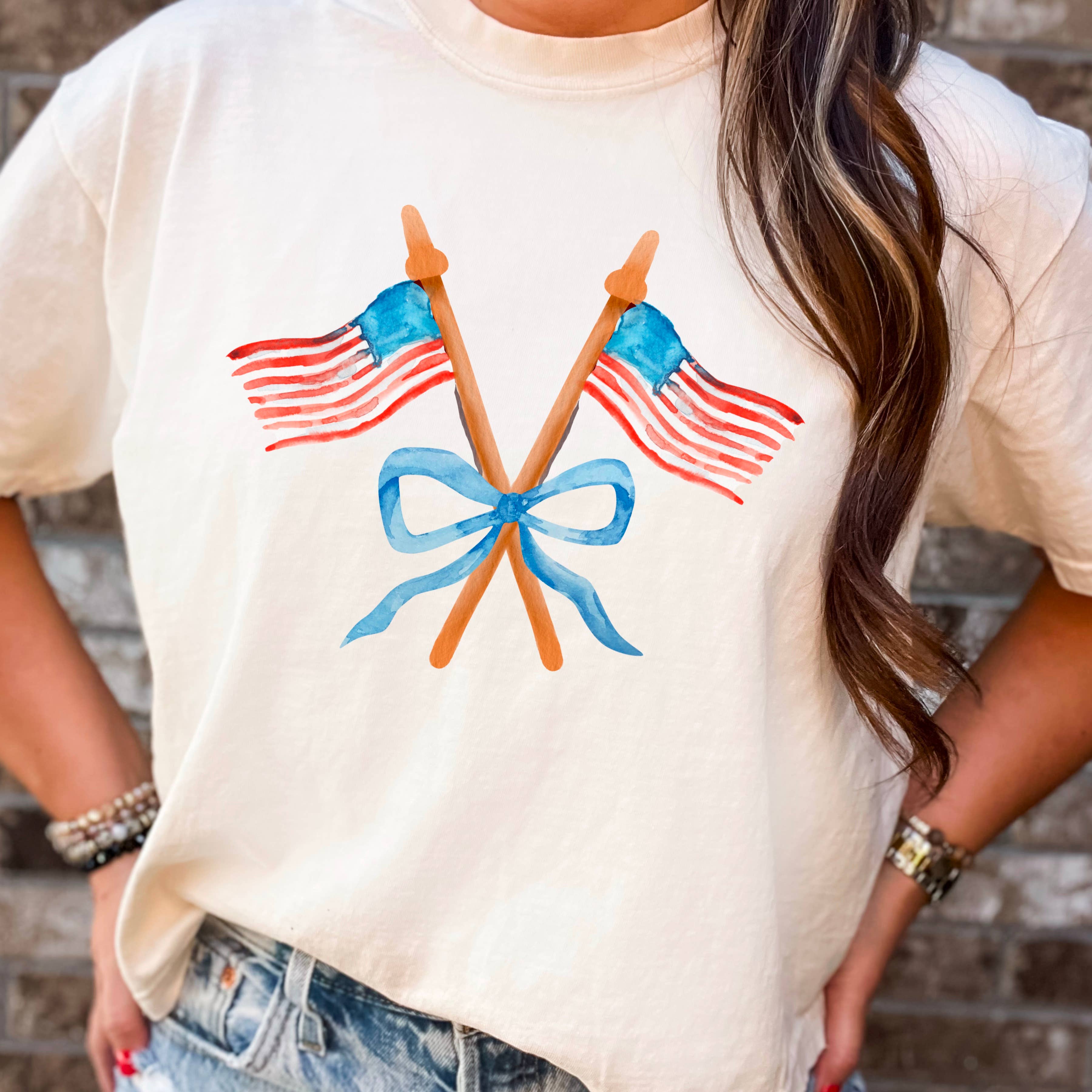 Coquette American Flag July 4th Graphic Comfort Color - Adult & Kids T-Shirts, Sweatshirts & Hoodies apparel design preview 1