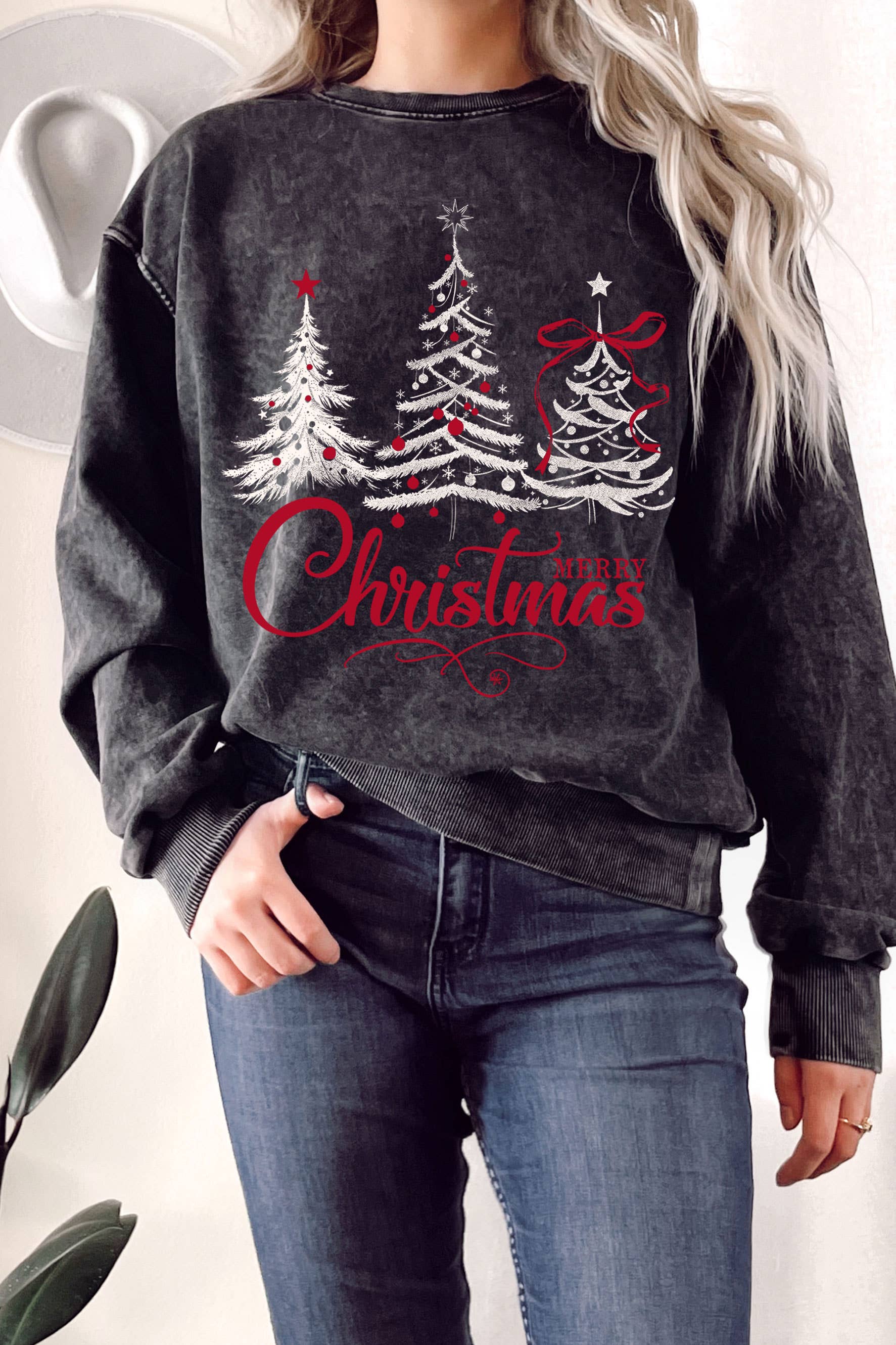 Merry Christmas Tree Mineral Graphic Terry - Adult & Kids T-Shirts, Sweatshirts & Hoodies apparel design preview 1