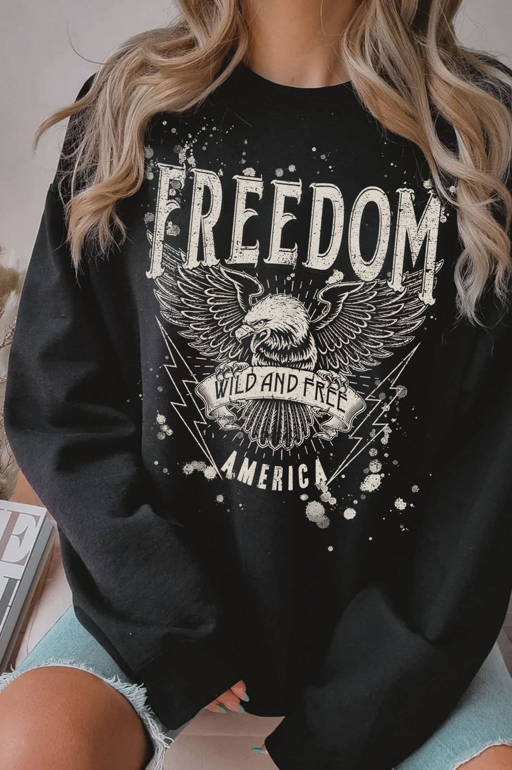 Freedom Wild and Free Graphic Brushed - Adult & Kids T-Shirts, Sweatshirts & Hoodies apparel design preview 1