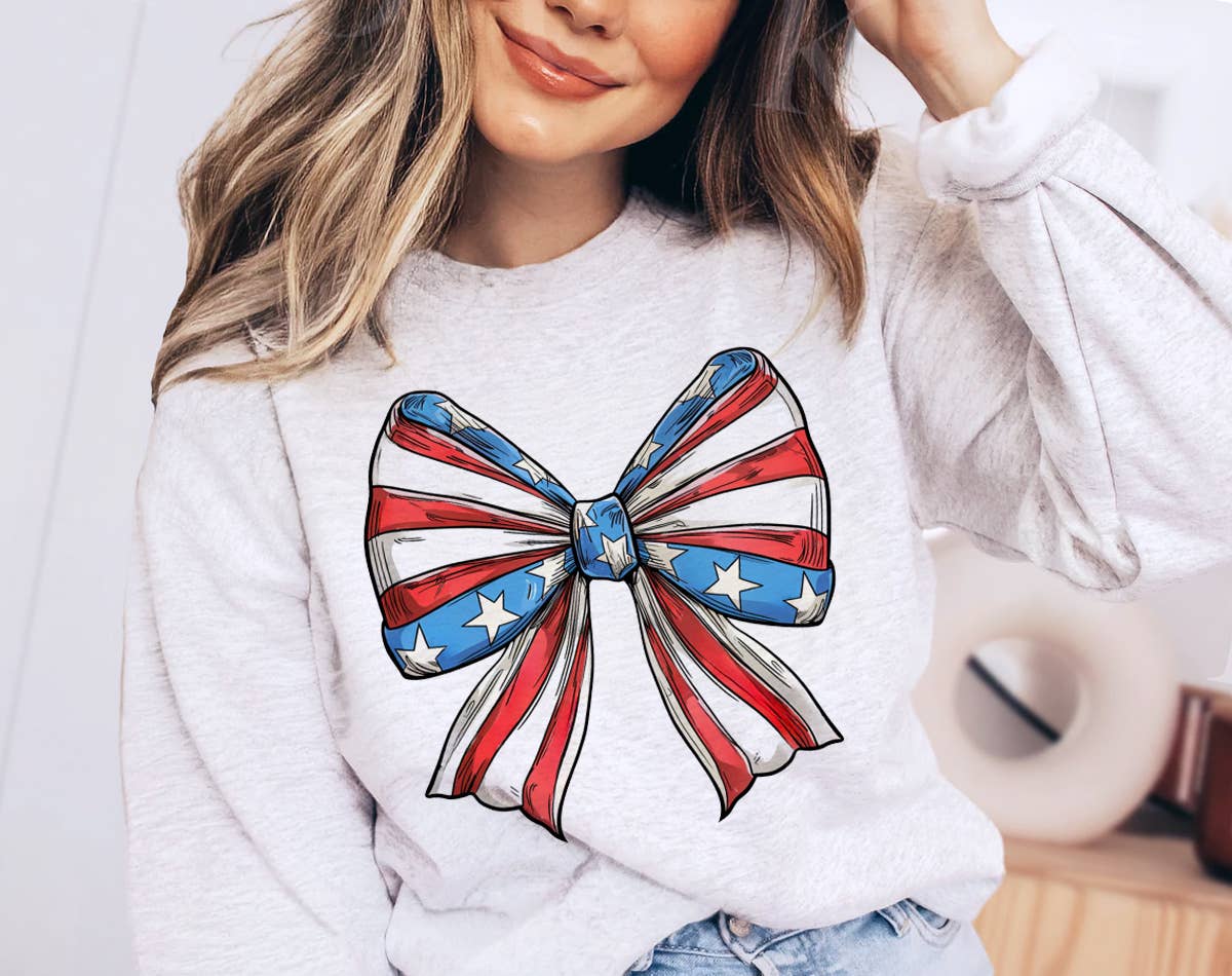 4th of July Coquette Bow American Flag - Adult & Kids T-Shirts, Sweatshirts & Hoodies apparel design preview 1
