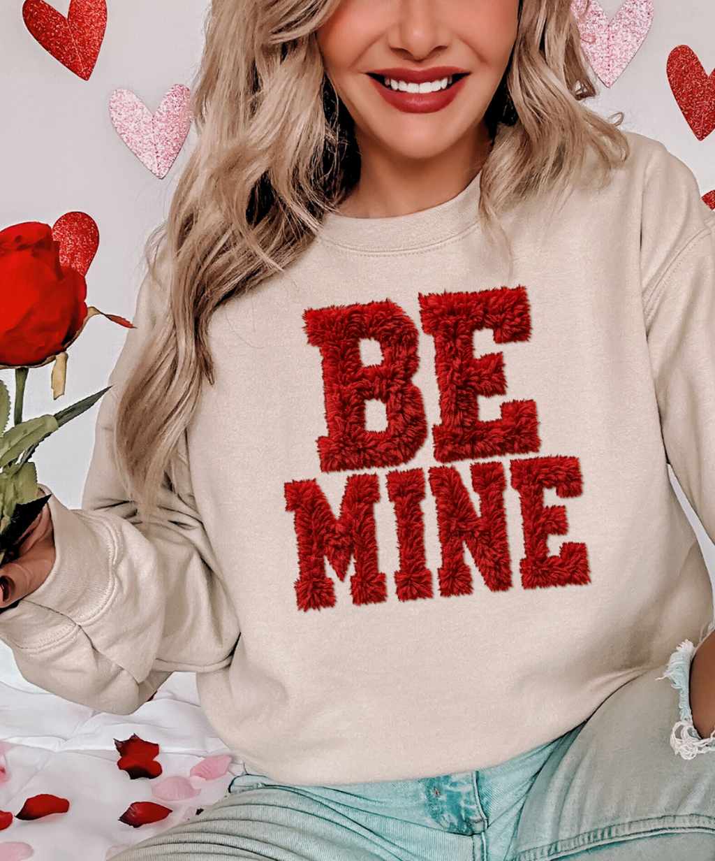 Faux Fuzzy Be Mine Valentine Cream - Adult & Kids T-Shirts, Sweatshirts & Hoodies apparel design preview 1