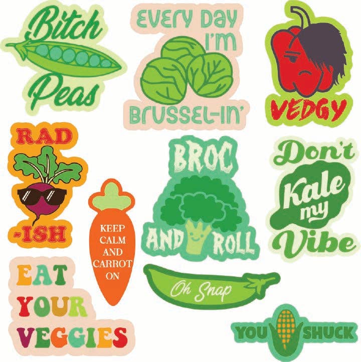 Veggie Stickers - Adult & Kids T-Shirts, Sweatshirts & Hoodies apparel design preview 1