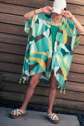 Geometric Tassel Trim Resort Open Front Kimono - Adult & Kids T-Shirts, Sweatshirts & Hoodies apparel design preview 1