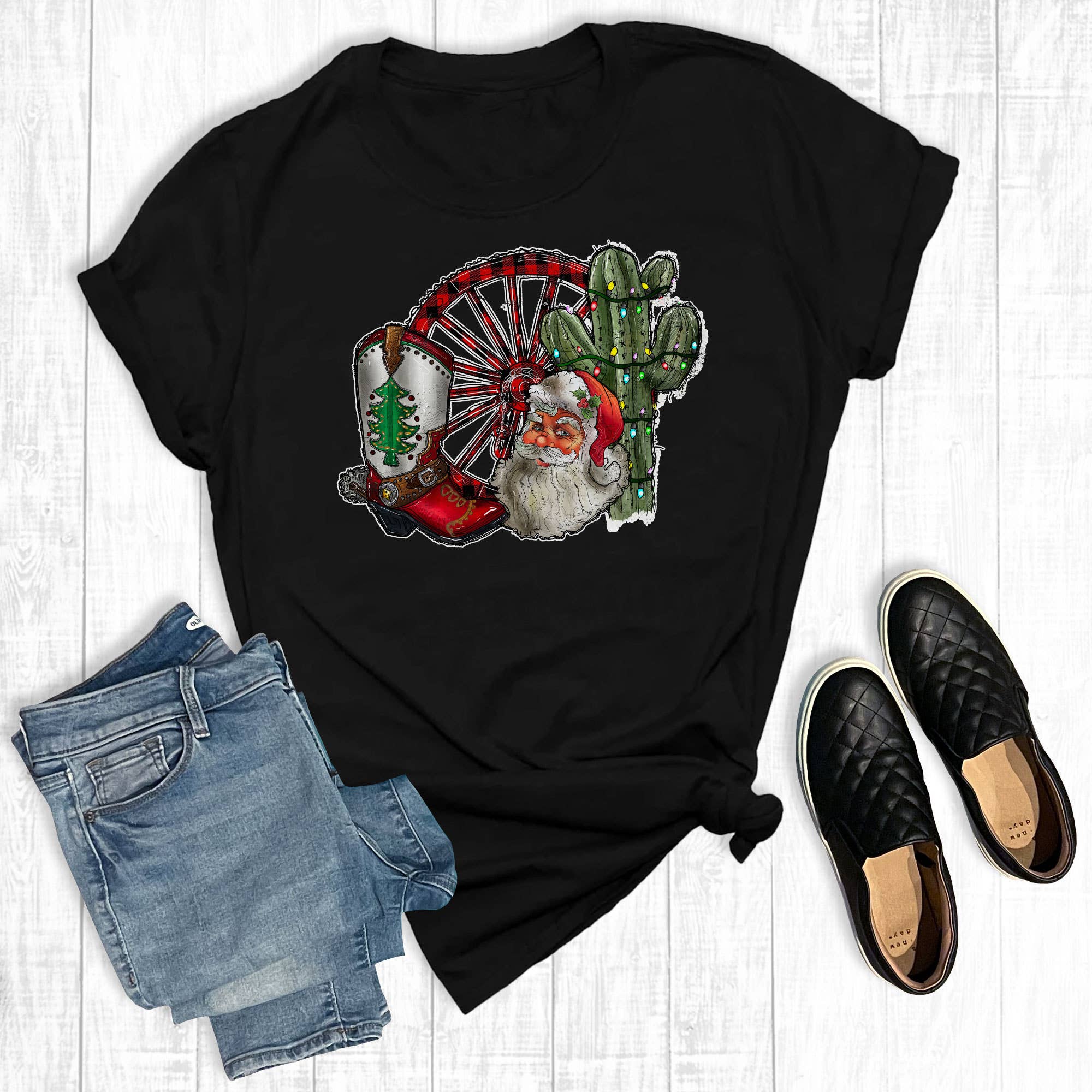 Santa Wagon Wheel - Adult & Kids T-Shirts, Sweatshirts & Hoodies apparel design preview 1