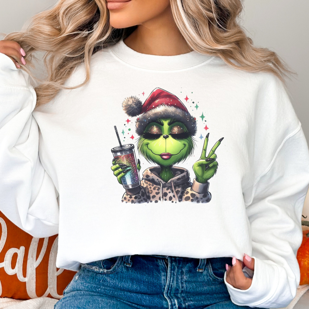 Boujee Grinch Girl Leopard Jacket Christmas (Copy - Adult & Kids T-Shirts, Sweatshirts & Hoodies apparel design preview 1