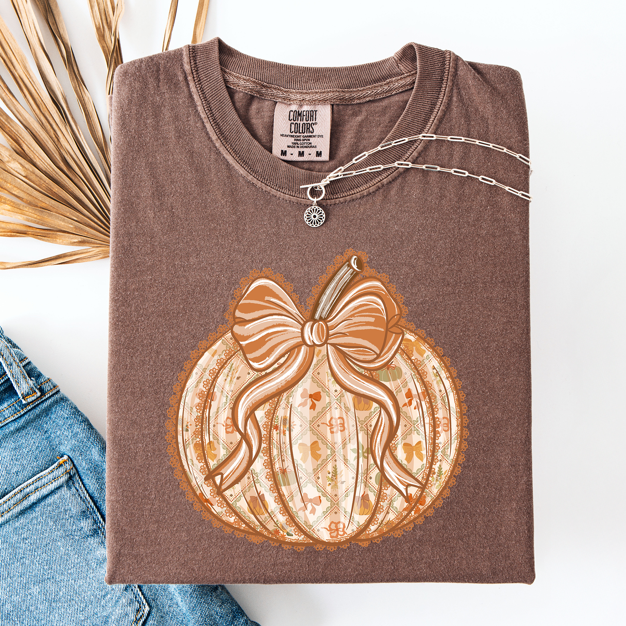 Pumpkin, Faux Lace, Halloween, Autumn, Fall - Adult & Kids T-Shirts, Sweatshirts & Hoodies apparel design preview 1
