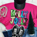 Sequin Holly Jolly Chenille Heliconia Crewneck - Adult & Kids T-Shirts, Sweatshirts & Hoodies apparel design preview 1