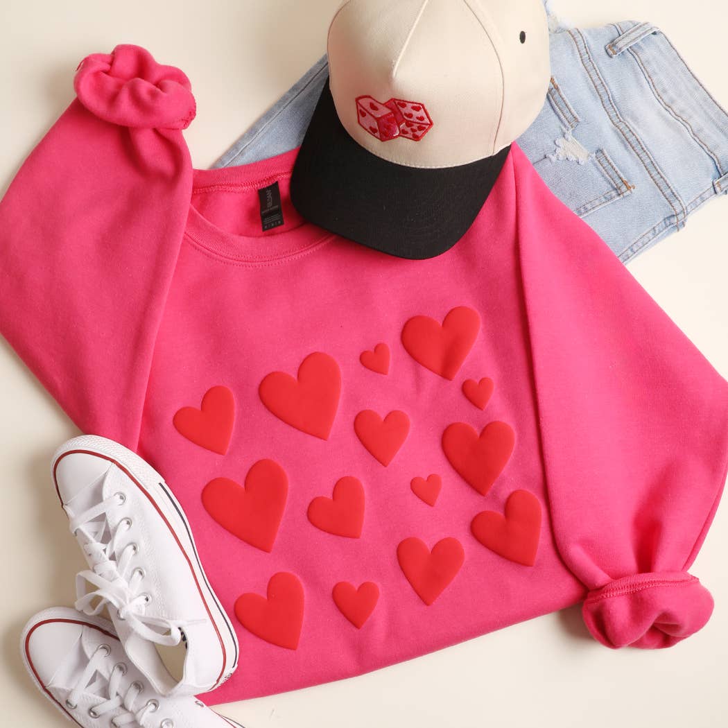 Red Puffy Heart Pattern Heavyweight - Adult & Kids T-Shirts, Sweatshirts & Hoodies apparel design preview 1