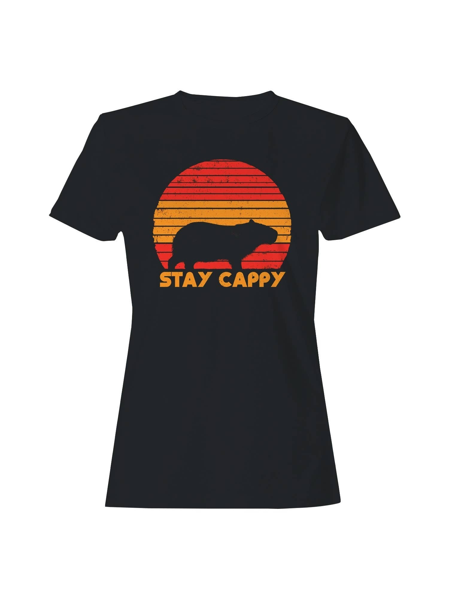 Retro Capybara Sunset Graphic Women's - Adult & Kids T-Shirts, Sweatshirts & Hoodies apparel design preview 1