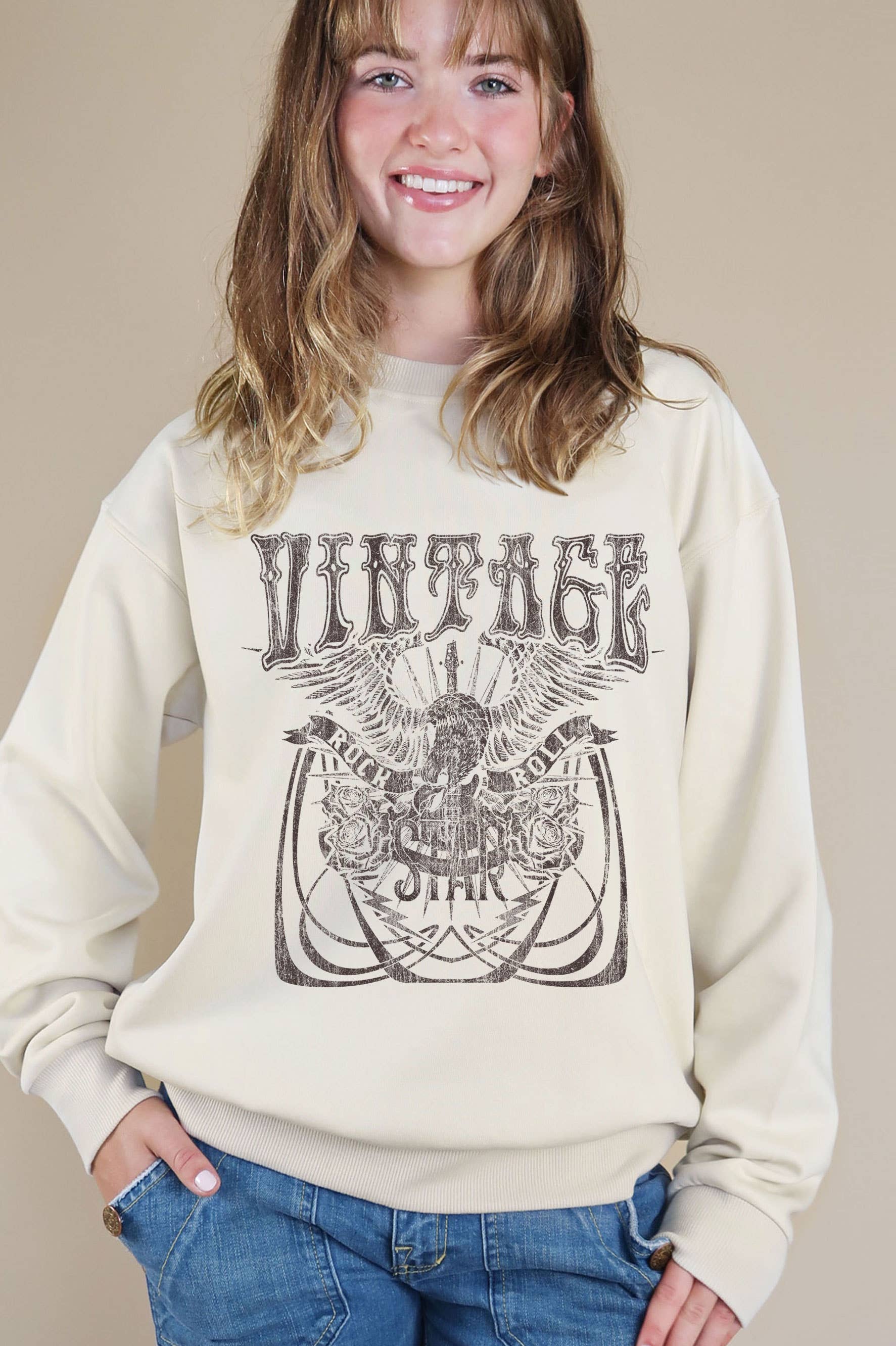 Vintage Rock and Roll Star Graphic Brushed - Adult & Kids T-Shirts, Sweatshirts & Hoodies apparel design preview 1