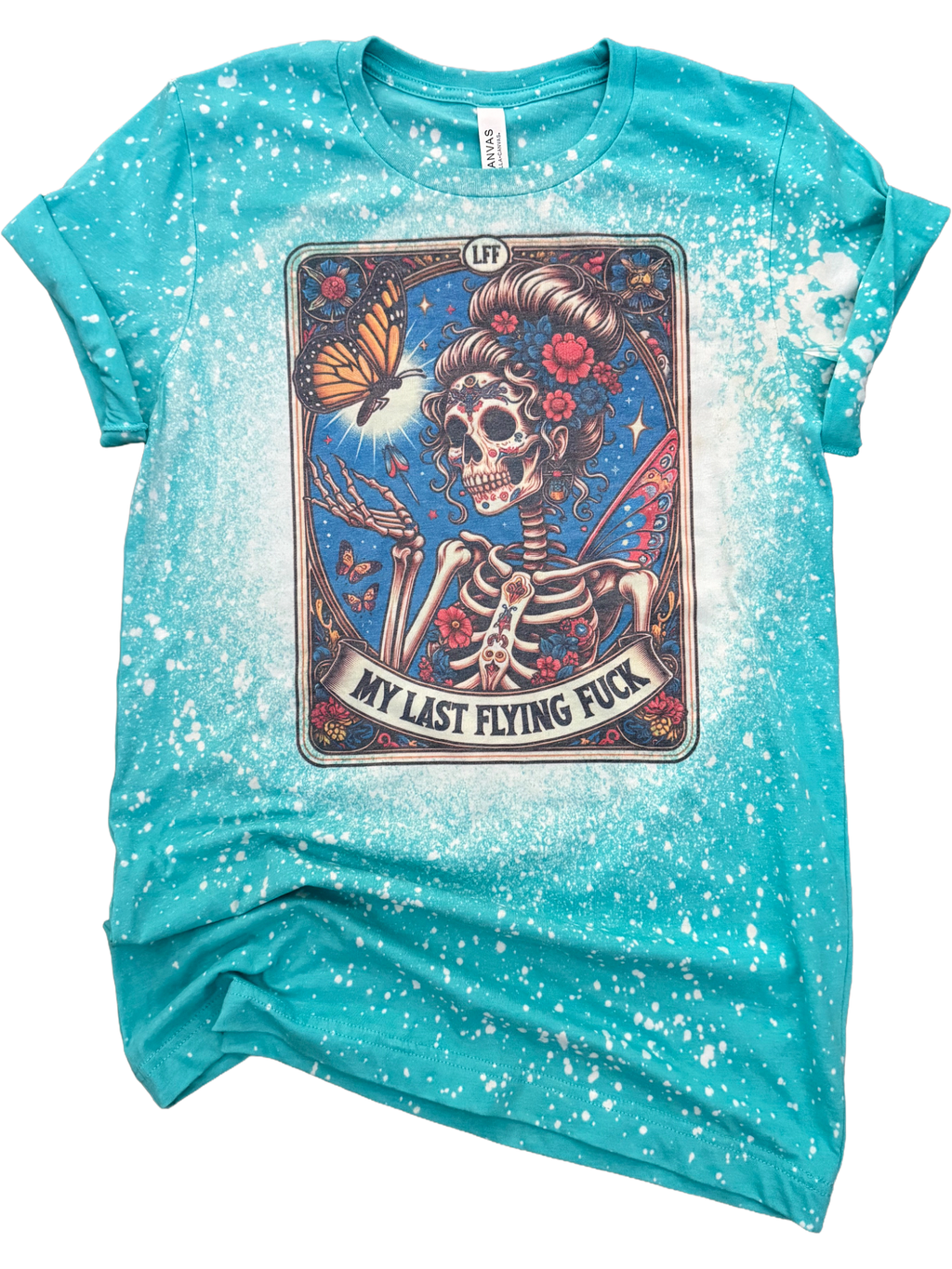 My Last Flying F*Ck Skeleton Tarot Card Bleached - Adult & Kids T-Shirts, Sweatshirts & Hoodies apparel design preview 1