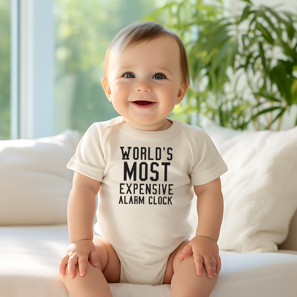 World's Most Expensive Alarm Clock Baby Onesie - Adult & Kids T-Shirts, Sweatshirts & Hoodies apparel design preview 1