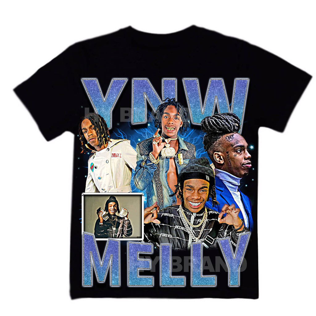 Ynw Melly Vintage Bootleg Ready To Print Football T - Adult & Kids T-Shirts, Sweatshirts & Hoodies apparel design preview 1